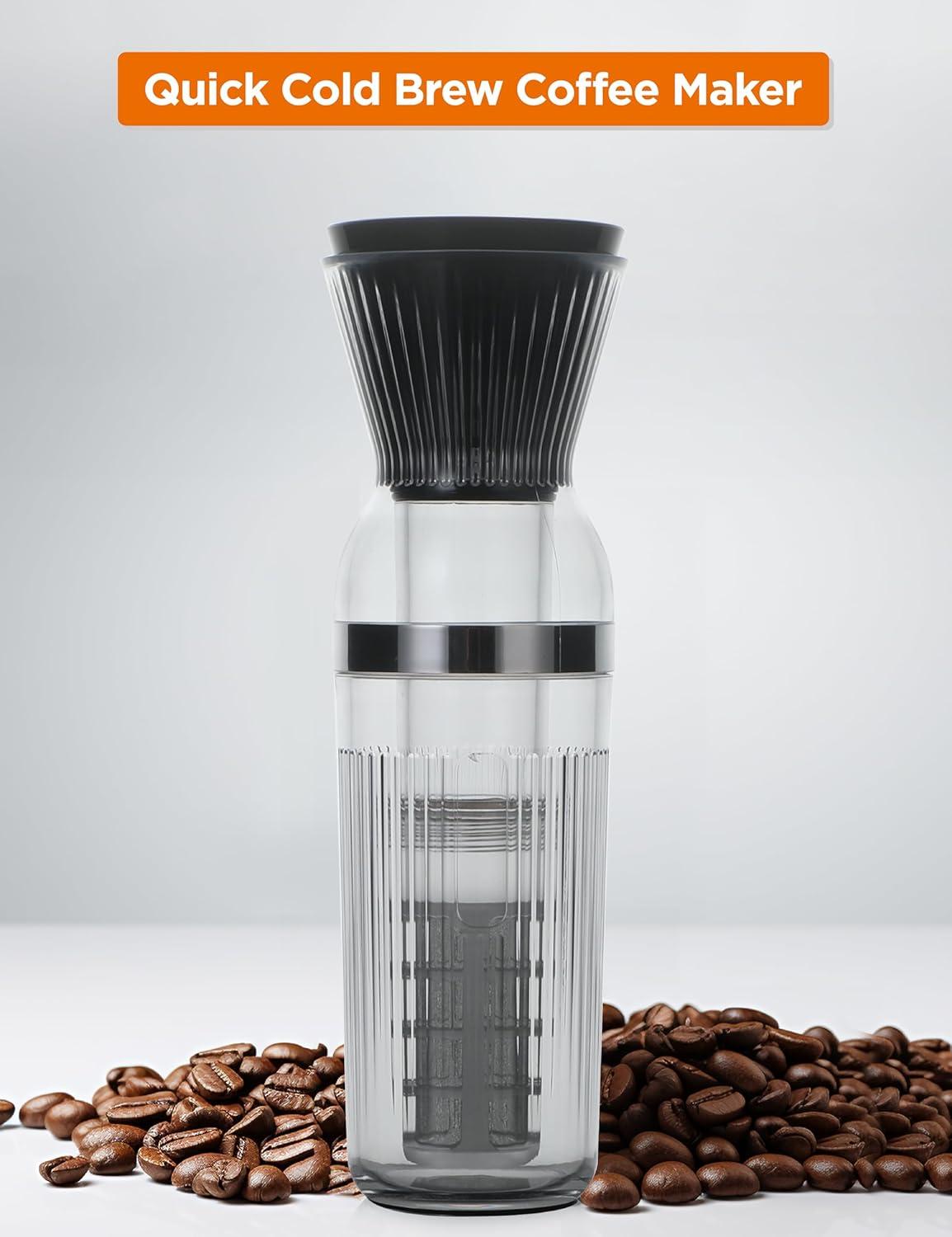 Commercial Chef CHCB14C COMMERCIAL CHEF Quick Cold Brew Coffee Maker, Battery Powered Coffee Maker with Fast Extraction