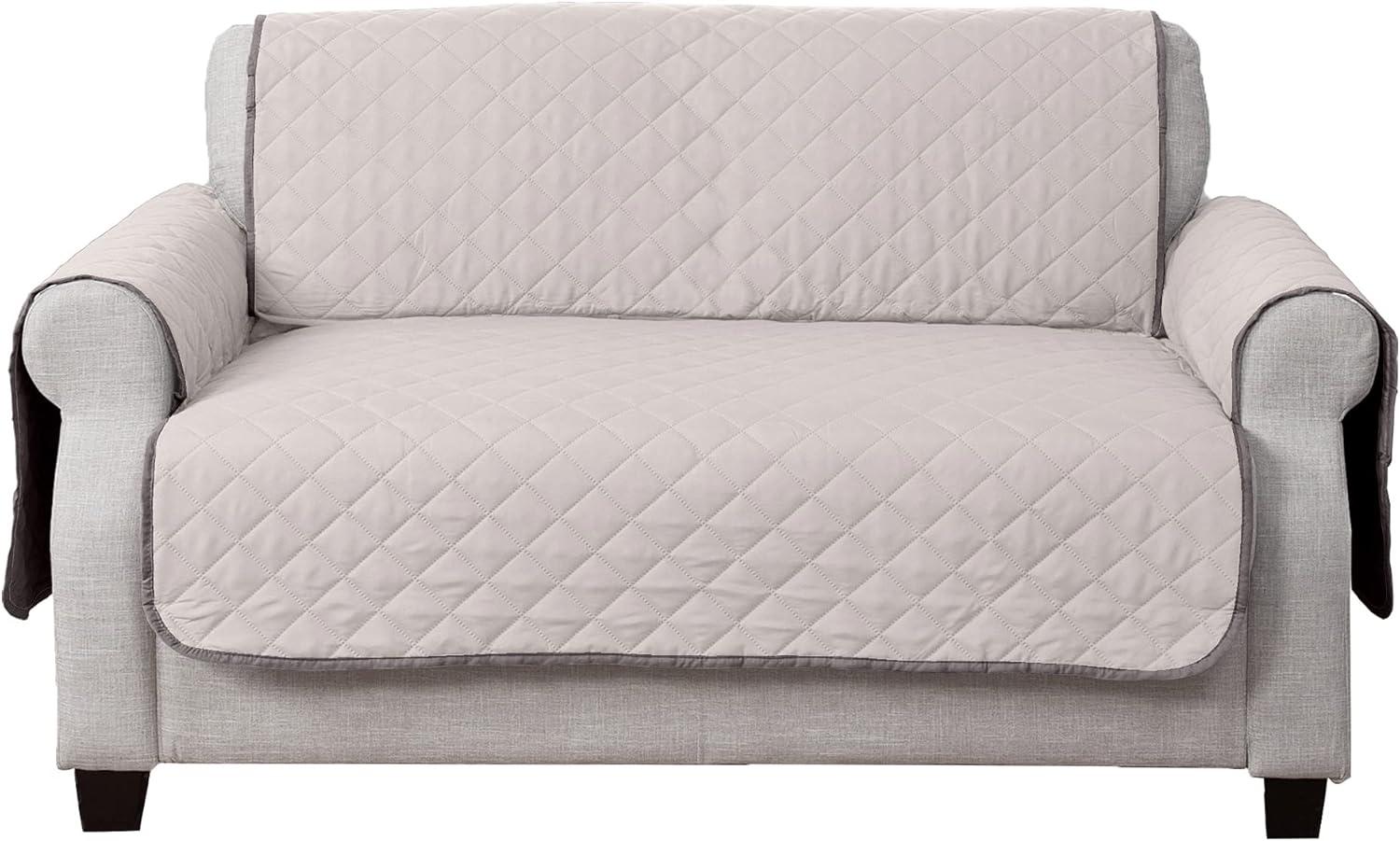 Gray/Mist Reversible Pinsonic Quilted Pet Loveseat Protector