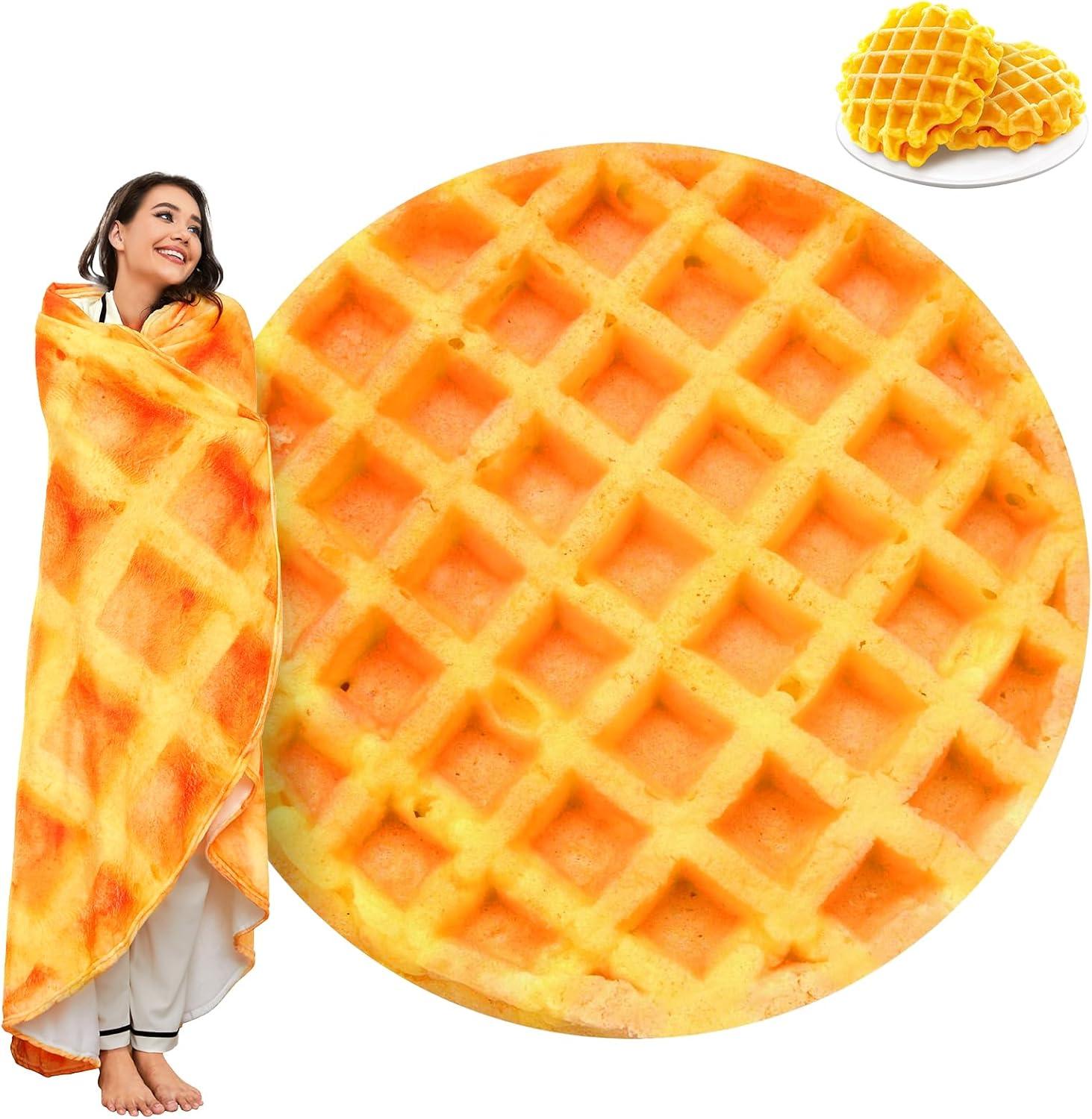 Orange Waffle Flannel Throw Blanket for Kids and Adults