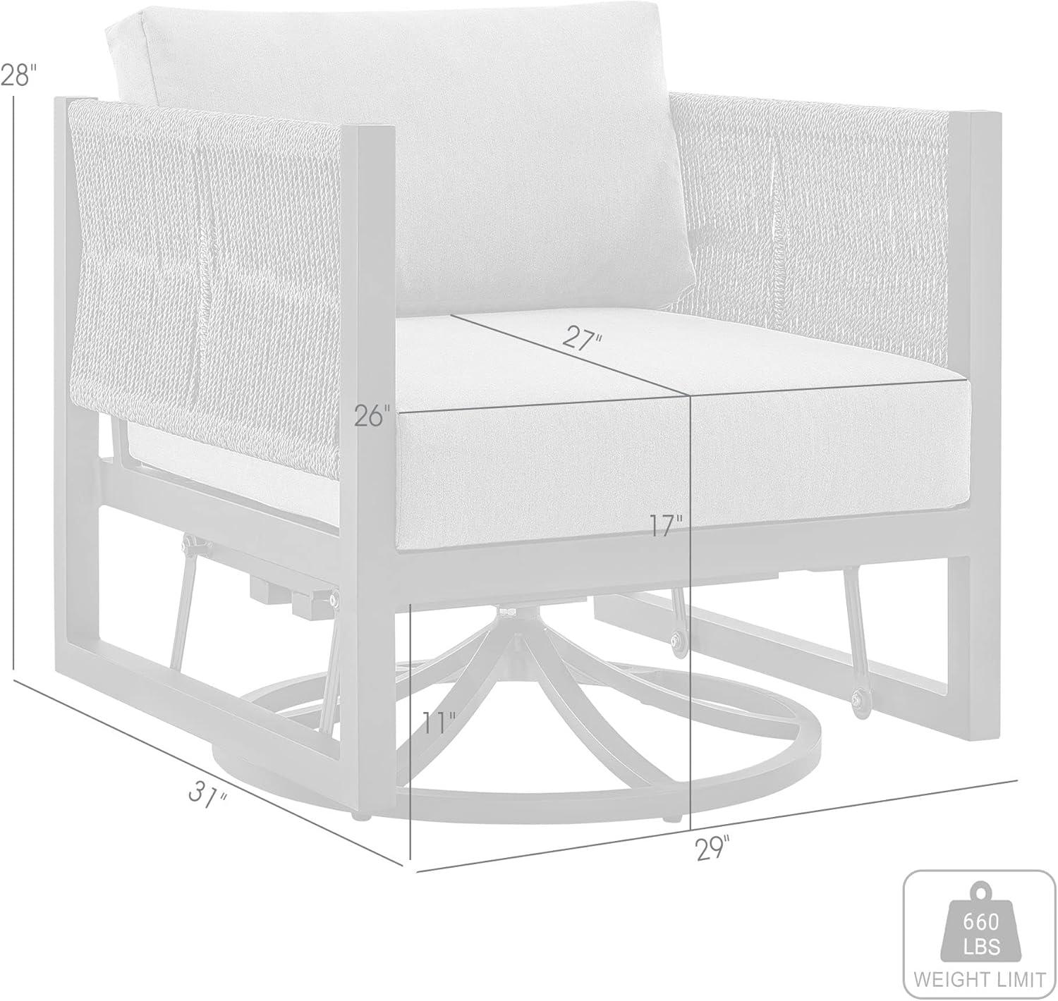 Armen Living Glider Upholstered Aluminum Lounge Chair, Black