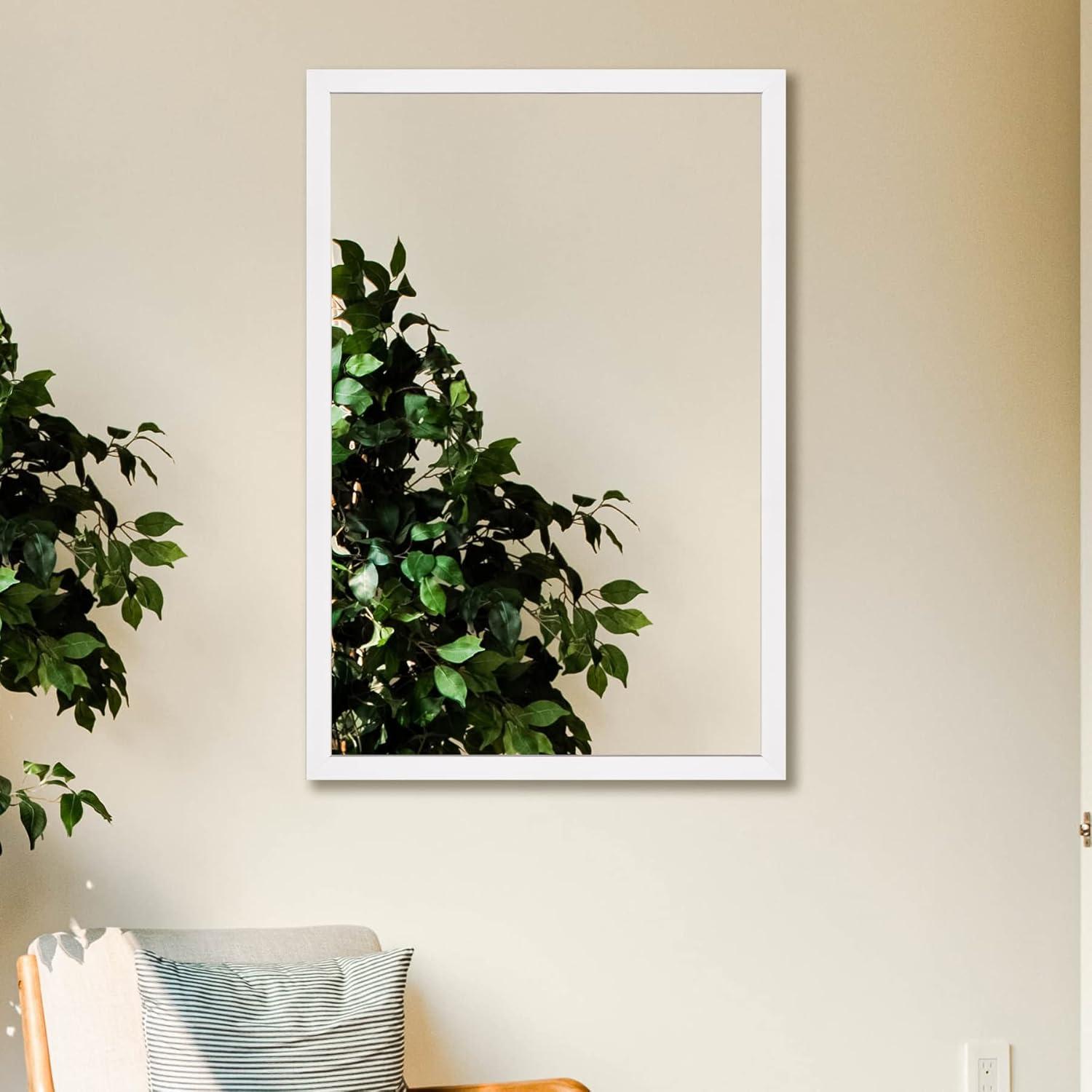 White Rectangular Polystyrene Framed Wall Mirror 24" x 36"