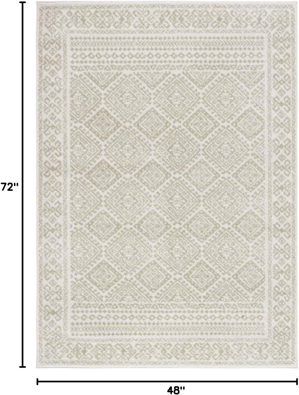 Tulum Southwestern Machine Made Power Loom Polypropylene Area Rug in Ivory/Sage