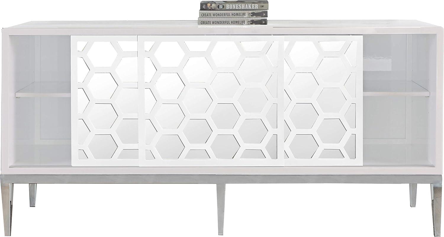 Meridian Furniture Zoey Aparador Buffet de Madera en Laca Blanca