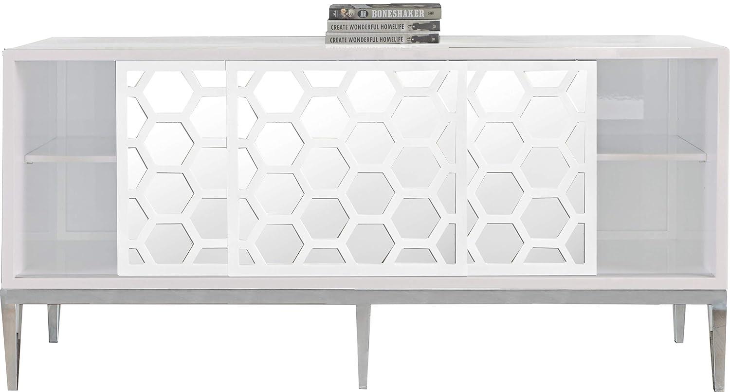 Meridian Furniture Zoey Aparador Buffet de Madera en Laca Blanca
