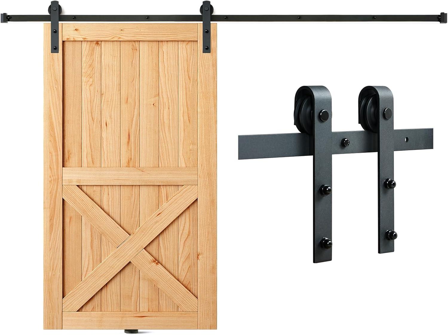 Black Steel Single Door Barn Door Hardware Kit Standard Single
