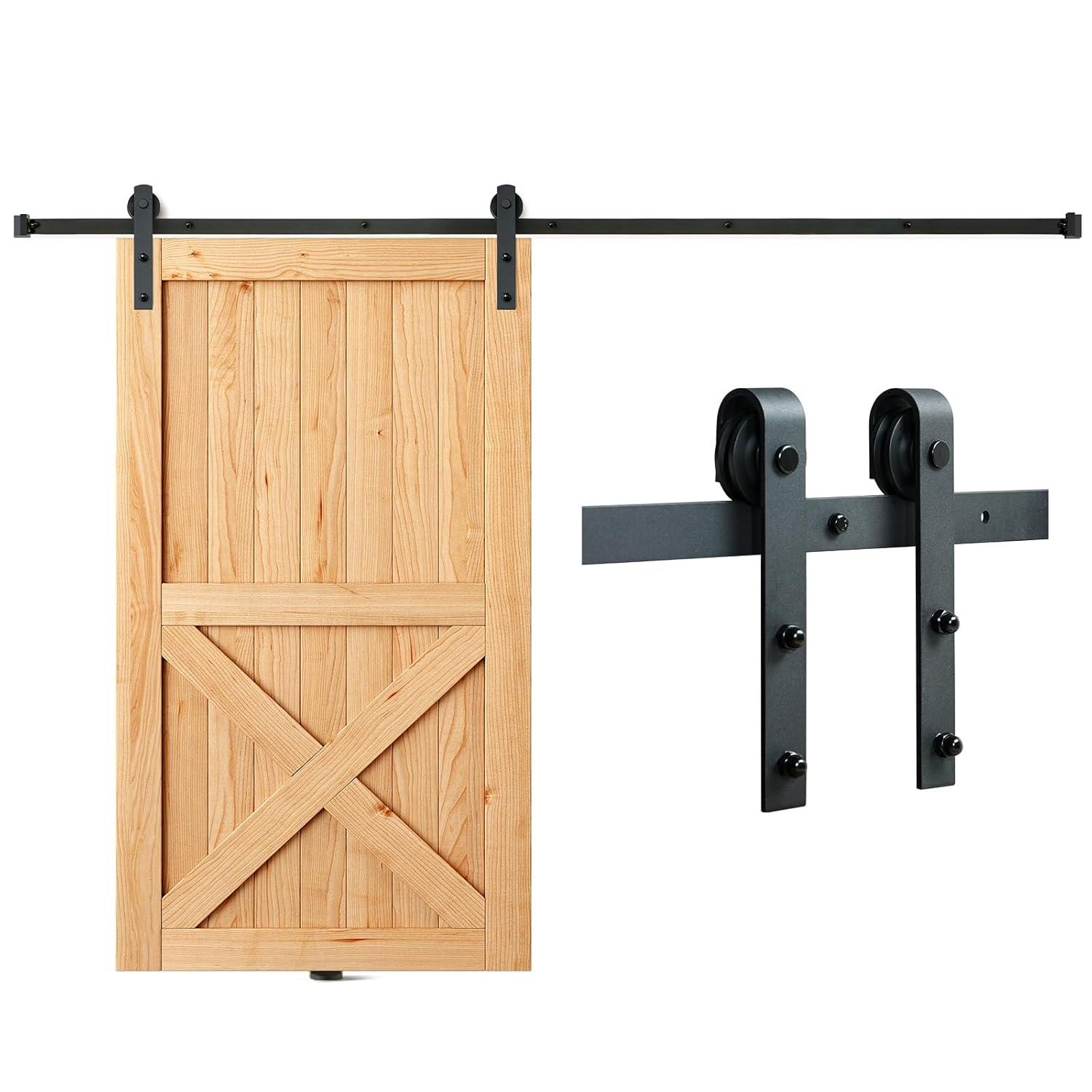 Black Steel Single Door Barn Door Hardware Kit Standard Single