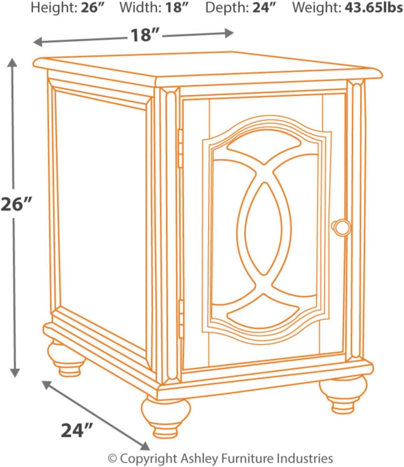 Antiqued Two-Tone Mirrored Cottage End Table with Storage