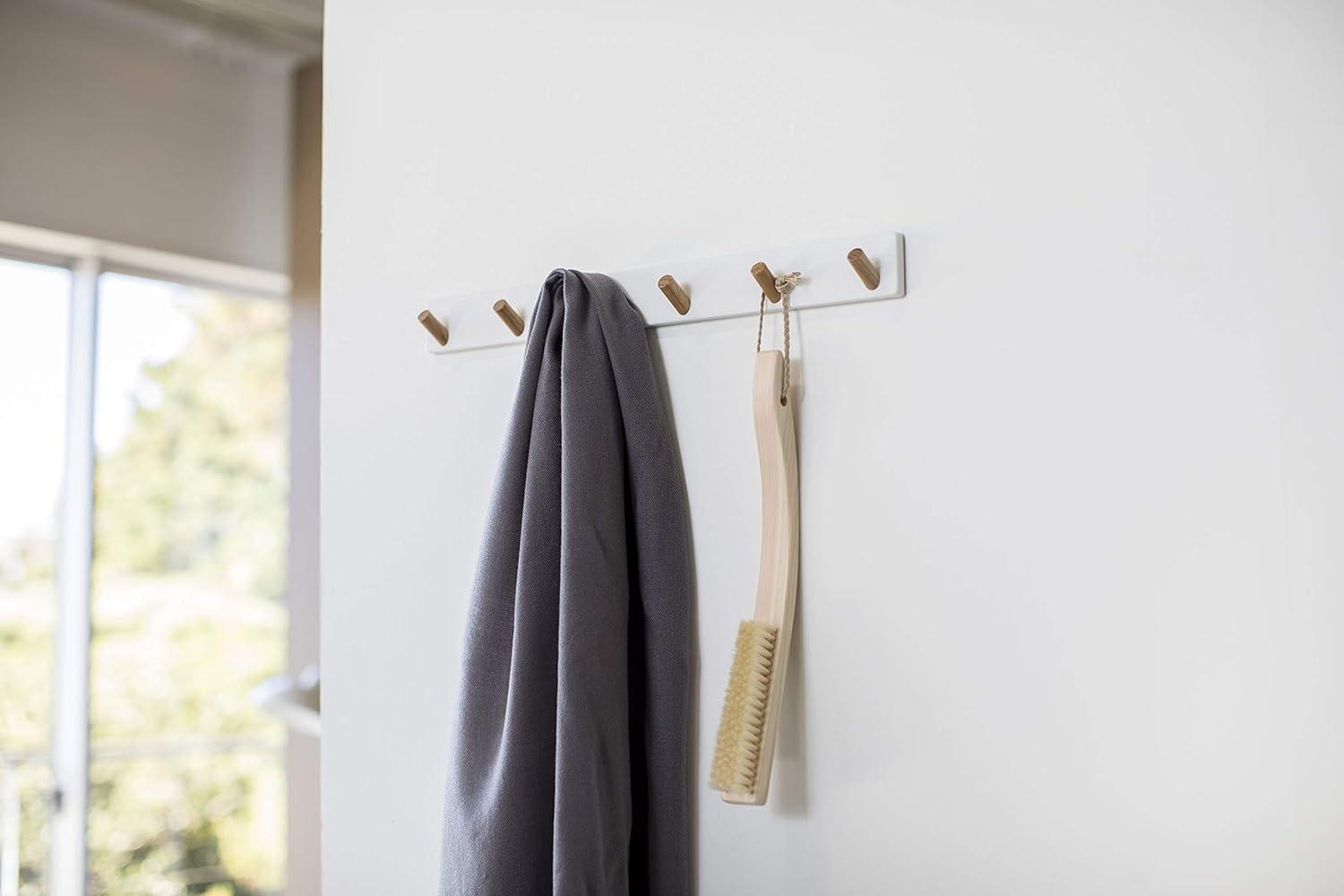 Yamazaki Home Wall-Mounted Saving Coat Hanger- Modern Jacket Holder, Steel + Wood