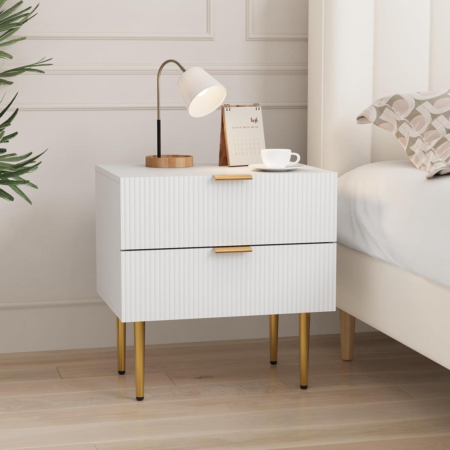 Rishaw Fluted Nightstand With 2 Drawers