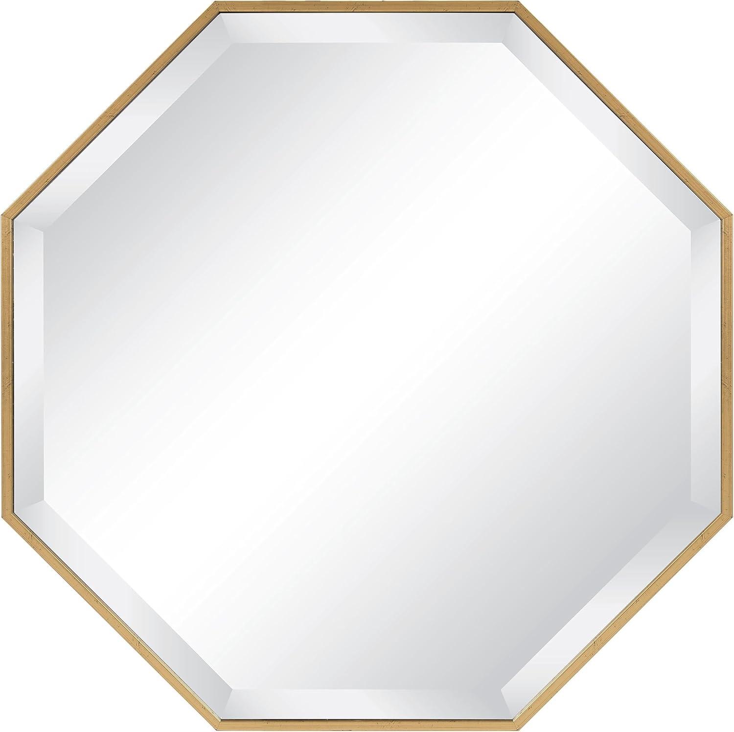 Kate and Laurel Rhodes Modern Octagon Wall Mirror, Gold 25x25 Inches
