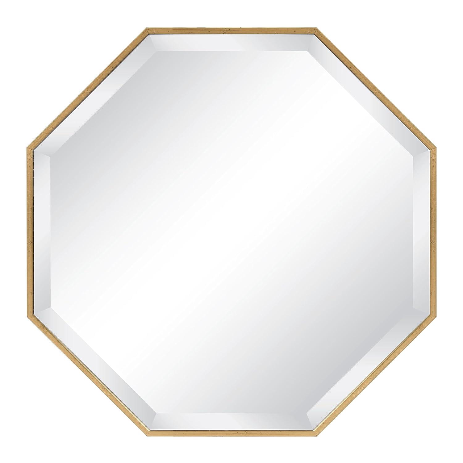 Kate and Laurel Rhodes Modern Octagon Wall Mirror, Gold 25x25 Inches