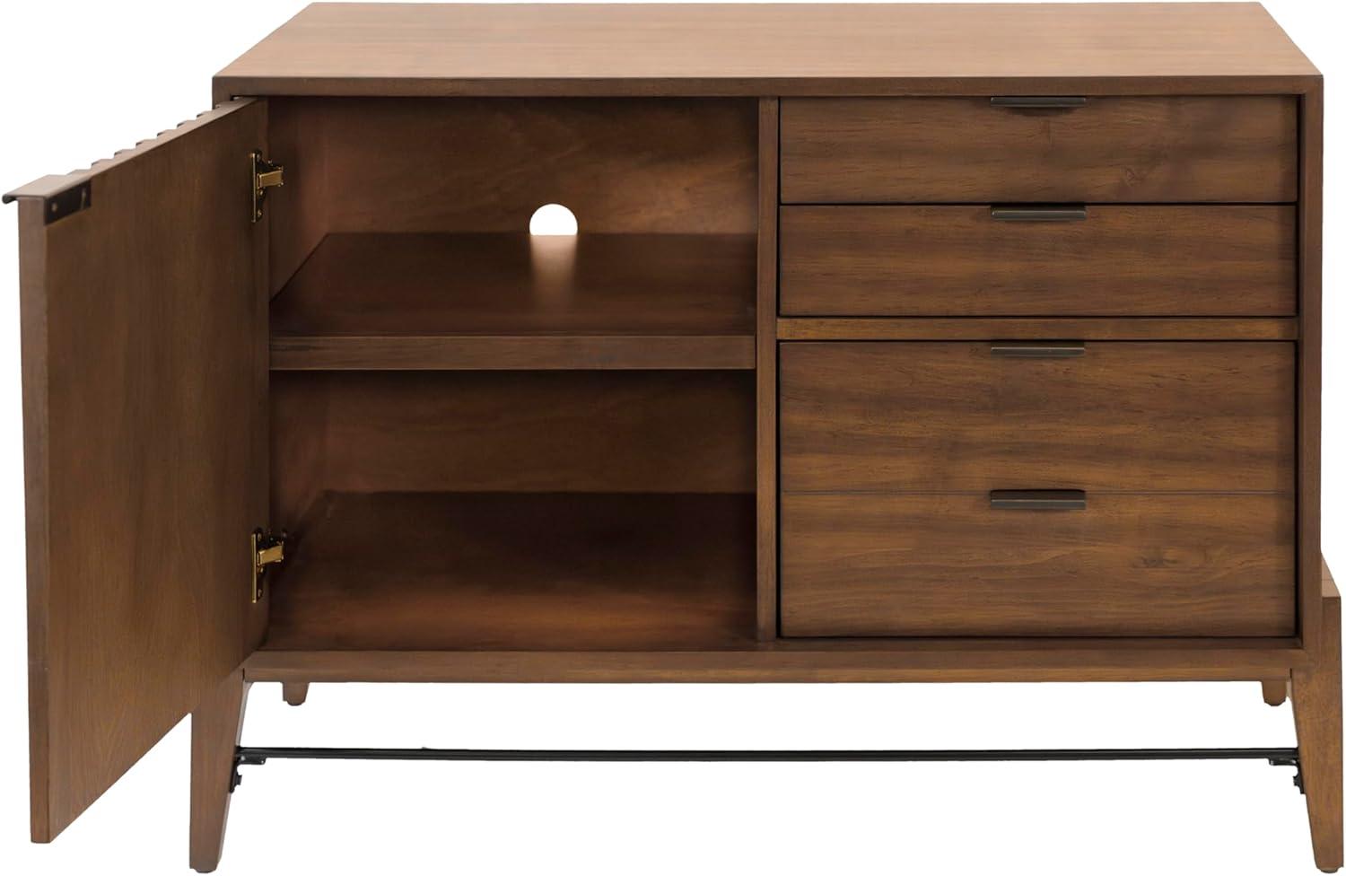 Mid-century Wood Modern Small Console with File Drawers Brown