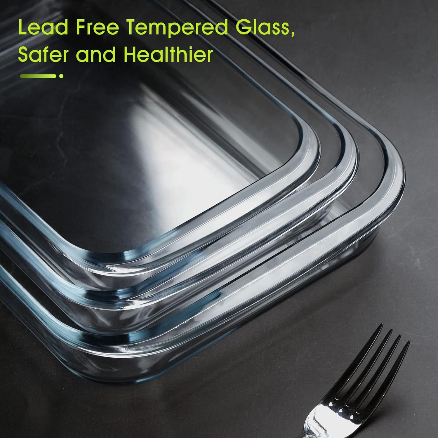 Mini-1 Quart Glass Baking Dish for Oven, 2 Pcs Single Serving Glass Pan for Cooking Oblong Casserole Dish Rectangular Baking Pan Glass Bakeware