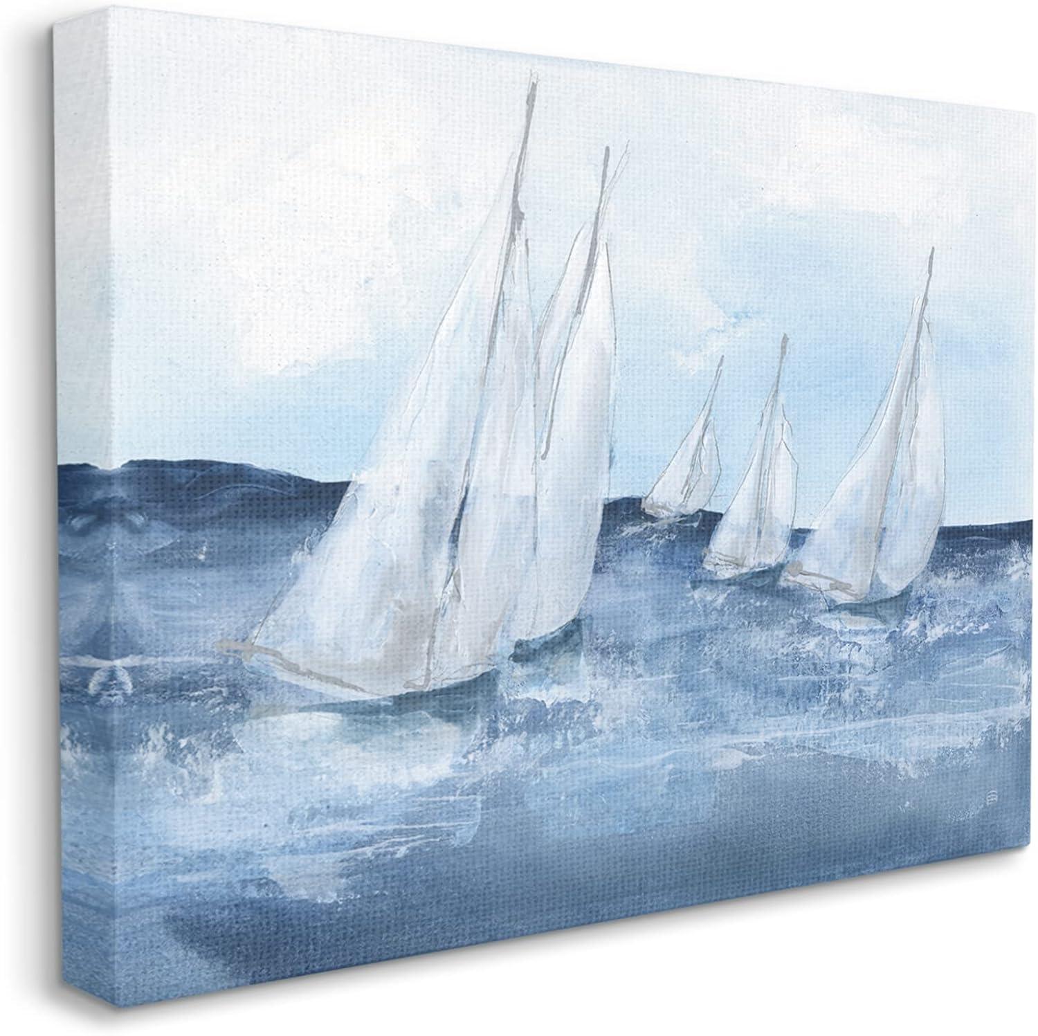 Stupell Industries " White Sailboats Coasting Ocean Waters Blue Tide " by Chris Paschke