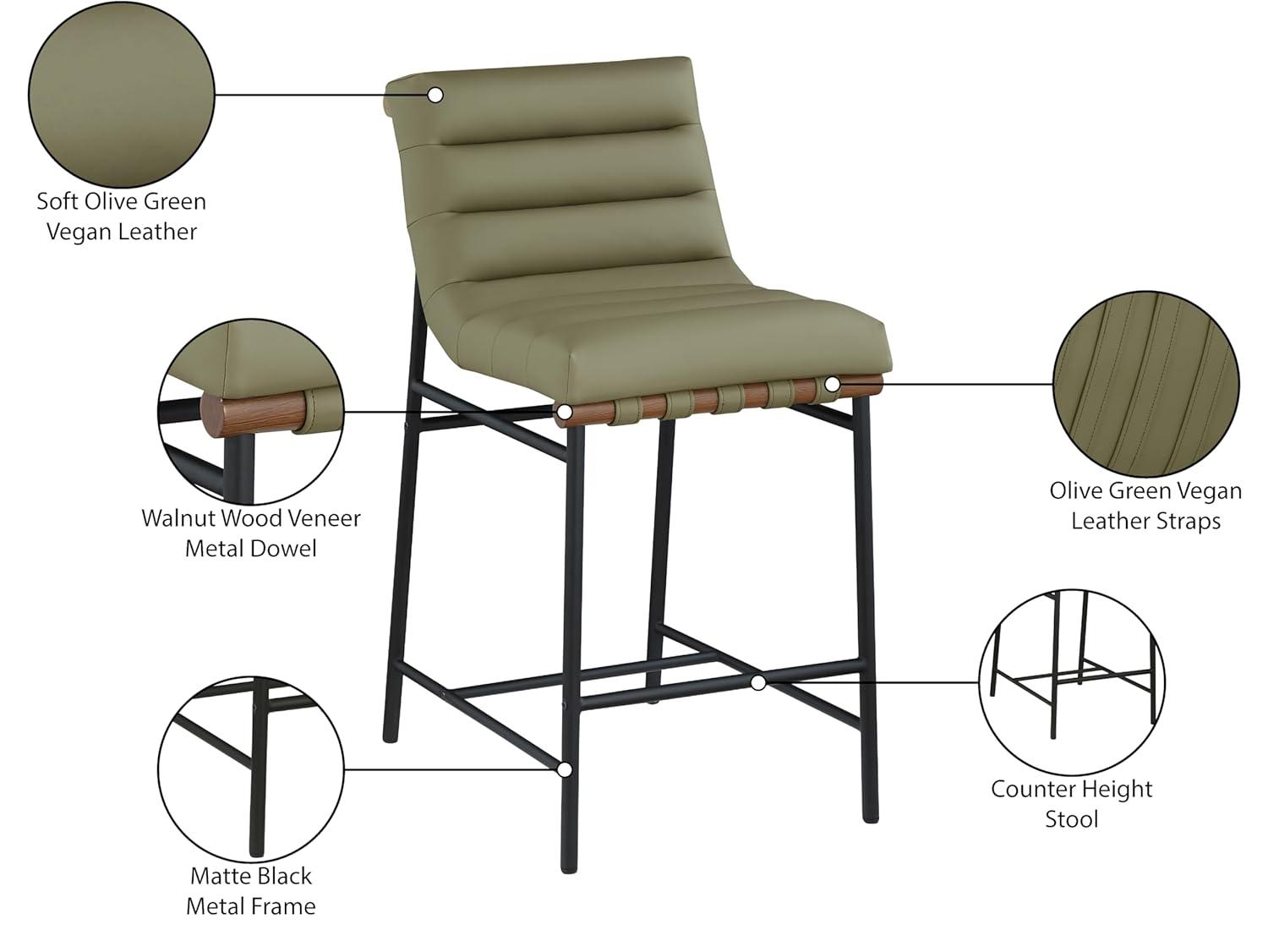 Meridian Furniture,Burke Green Vegan Leather Counter Stool