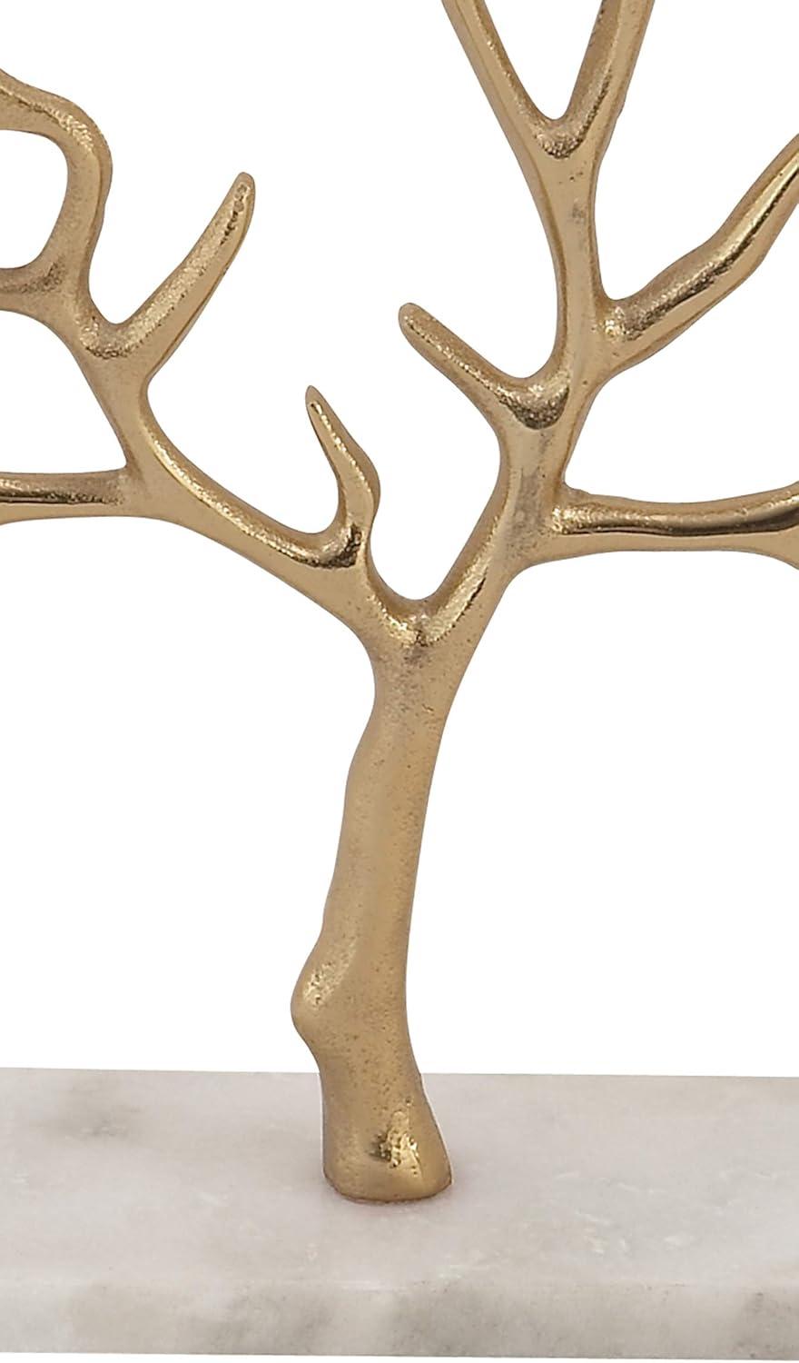 Contemporary Gold Aluminum Jewelry Tree with Marble Base