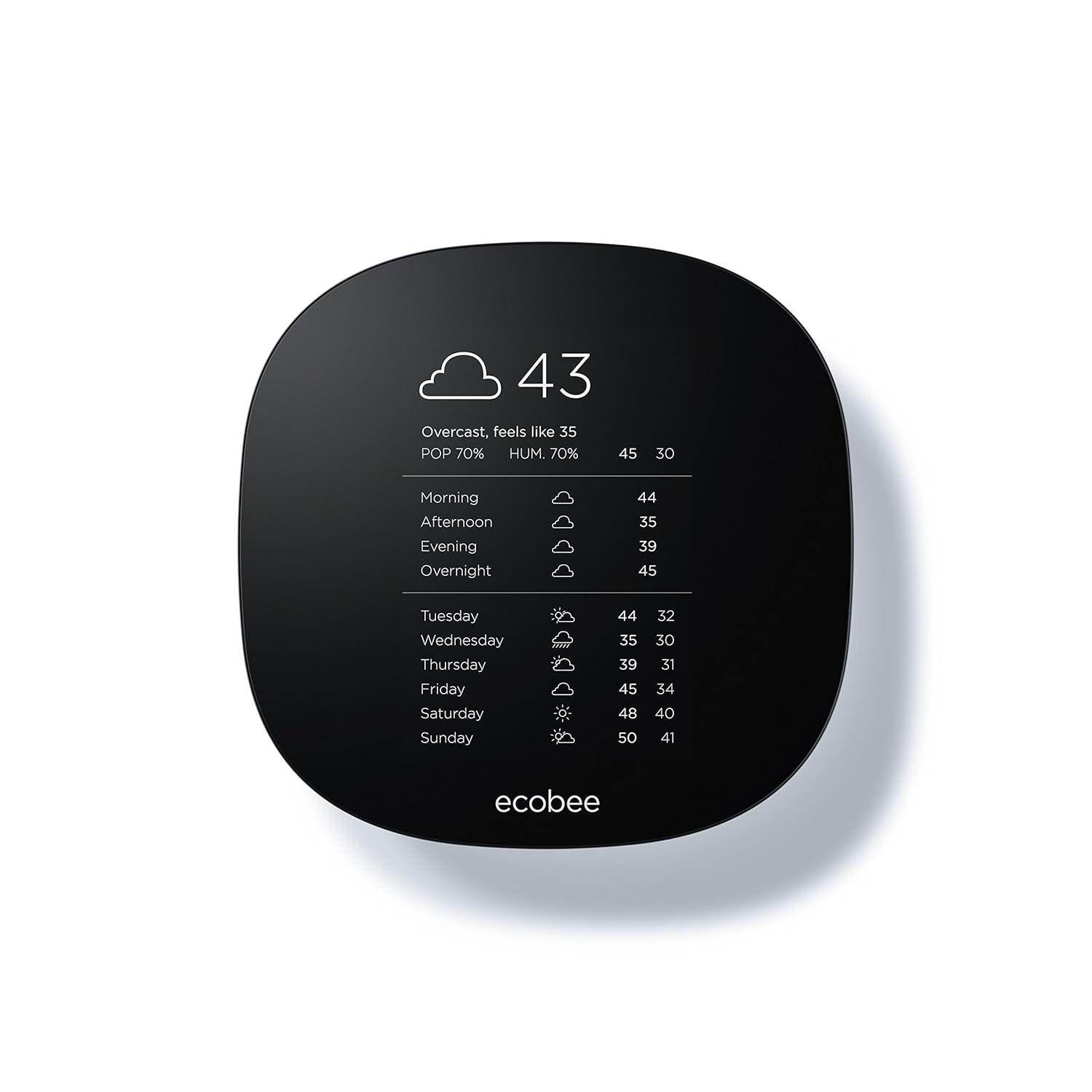 Ecobee Black Touchscreen Smart Wi-Fi Thermostat