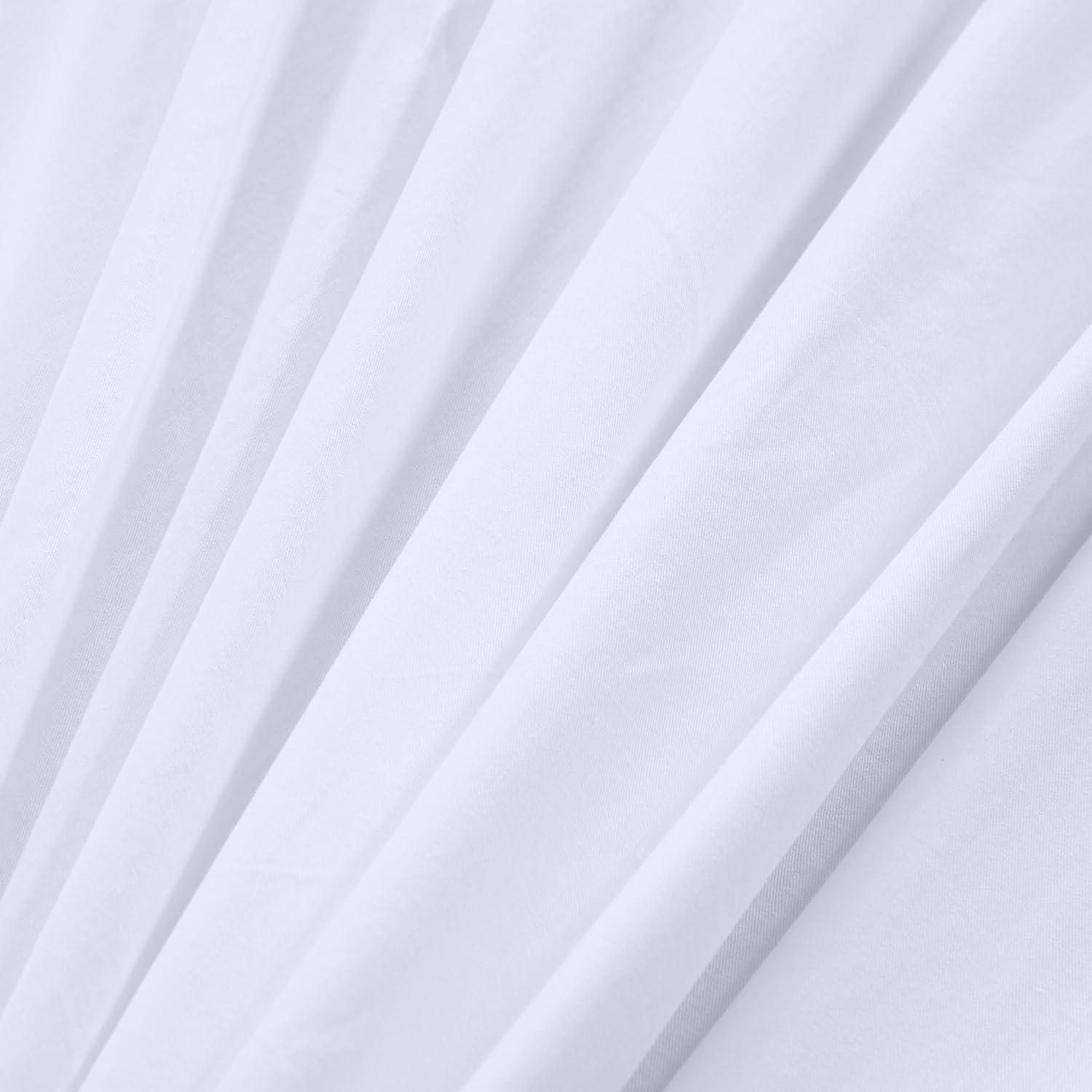 Solid White Cotton Twill Queen Deep Pocket Bed Sheet Set