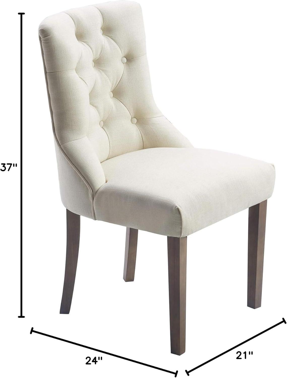 Set of 2 Elmhurst Tufted Side Chair Vintage Cream - Finch: Upholstered, Contoured Back, Wooden Legs