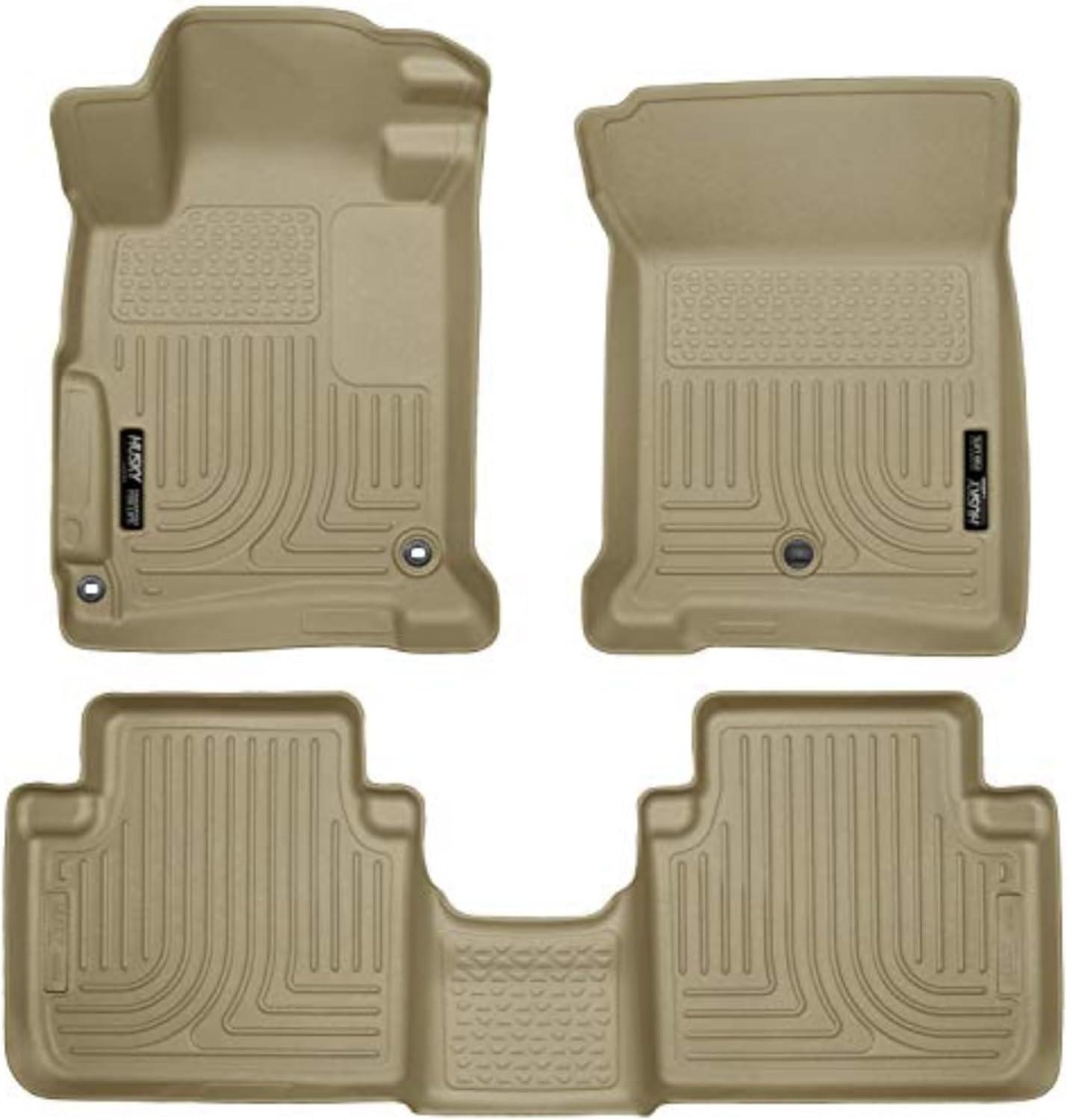 Husky Liners by RealTruck Weatherbeater Floor Mats Fits 2013-2017 Honda Accord Sedan Front & 2nd Row, 3-pc Tan-98483