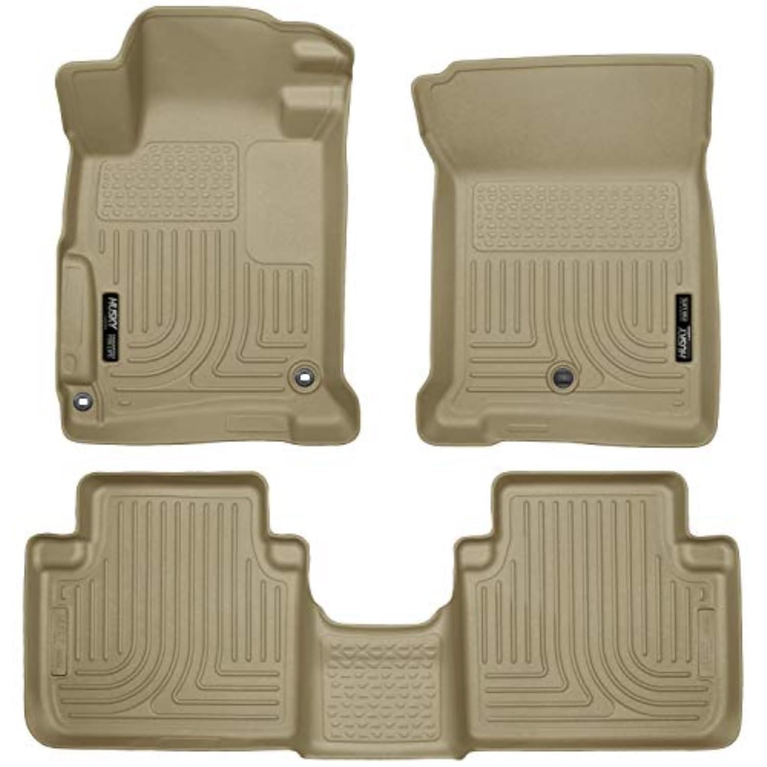 Husky Liners by RealTruck Weatherbeater Floor Mats Fits 2013-2017 Honda Accord Sedan Front & 2nd Row, 3-pc Tan-98483