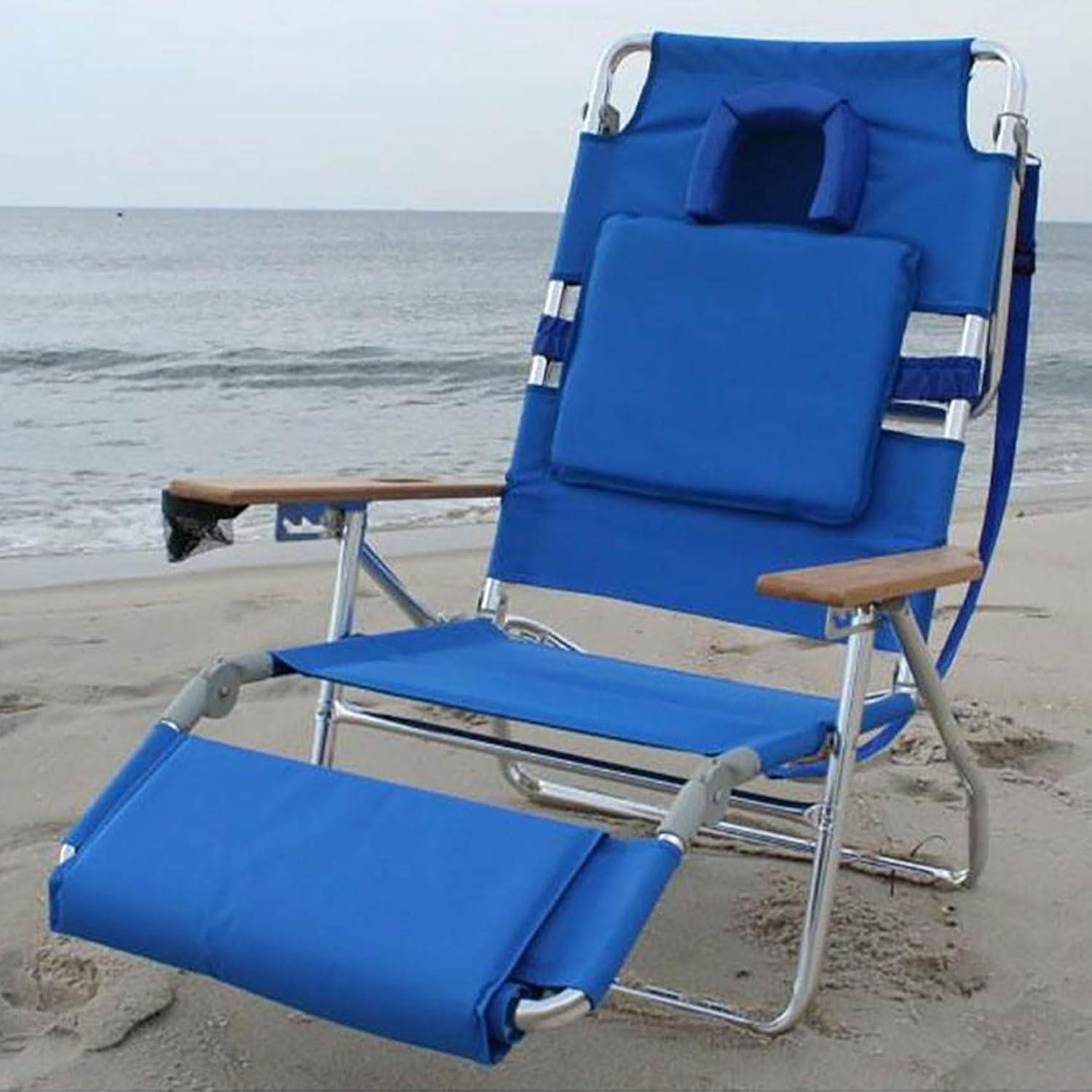 Ostrich Ostrich Deluxe Padded Lightweight Portable Adjustable Outdoor Reclining Folding Chair with Footrest