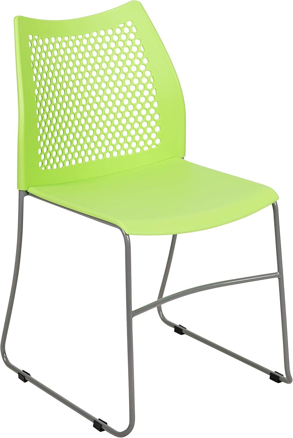 Emma and Oliver Home and Office Sled Base Stack Chair with Air-Vent Back - Guest Chair