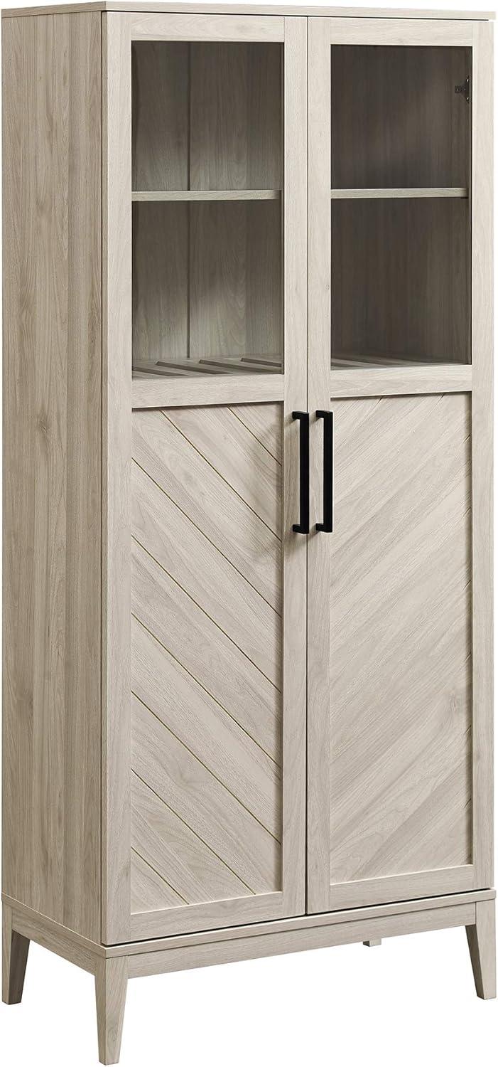 Birch Chevron 68" Storage Cabinet with Glass Doors