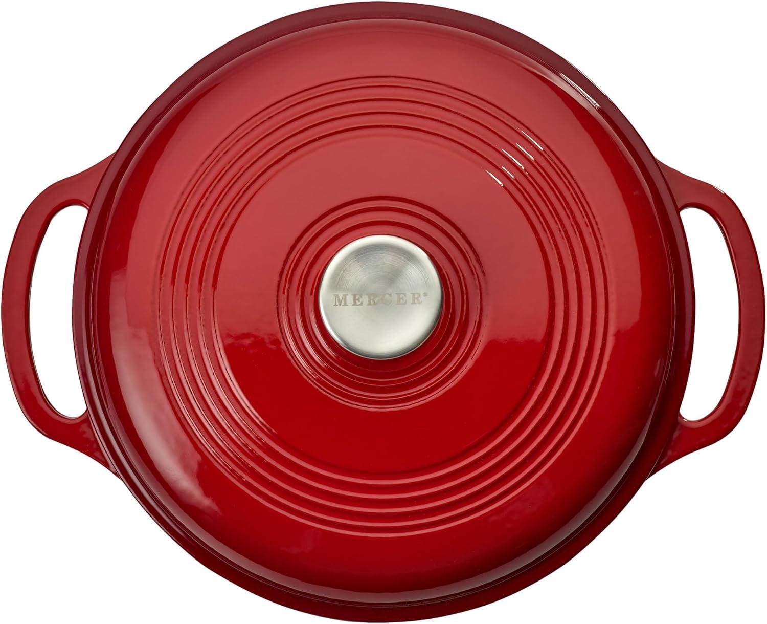 Red Enameled Cast Iron 6-Quart Round Dutch Oven with Lid