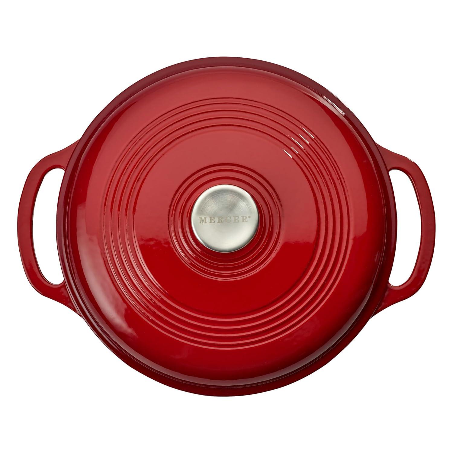Red Enameled Cast Iron 6-Quart Round Dutch Oven with Lid