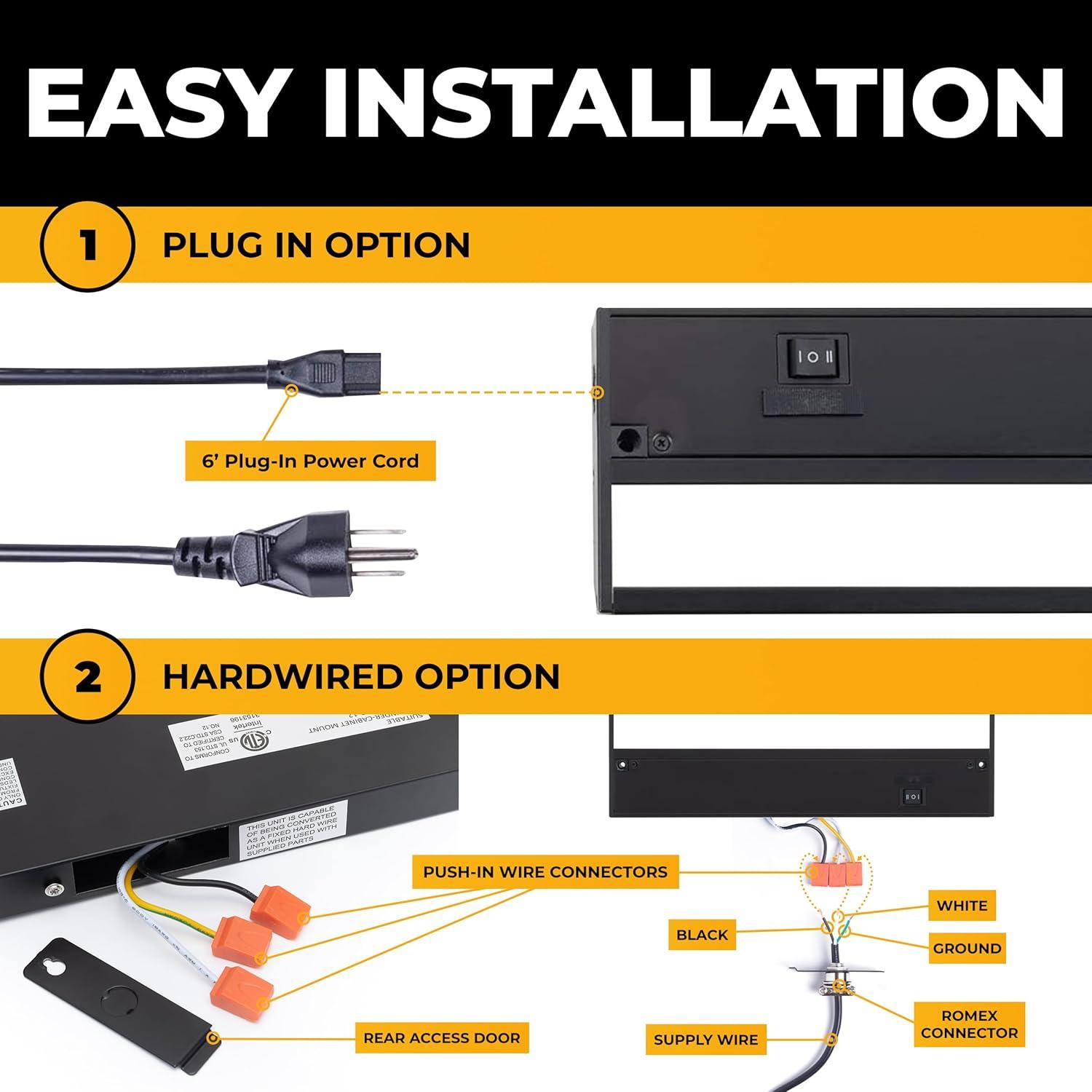 9-Inch Black LED Dimmable Under Cabinet Task Light