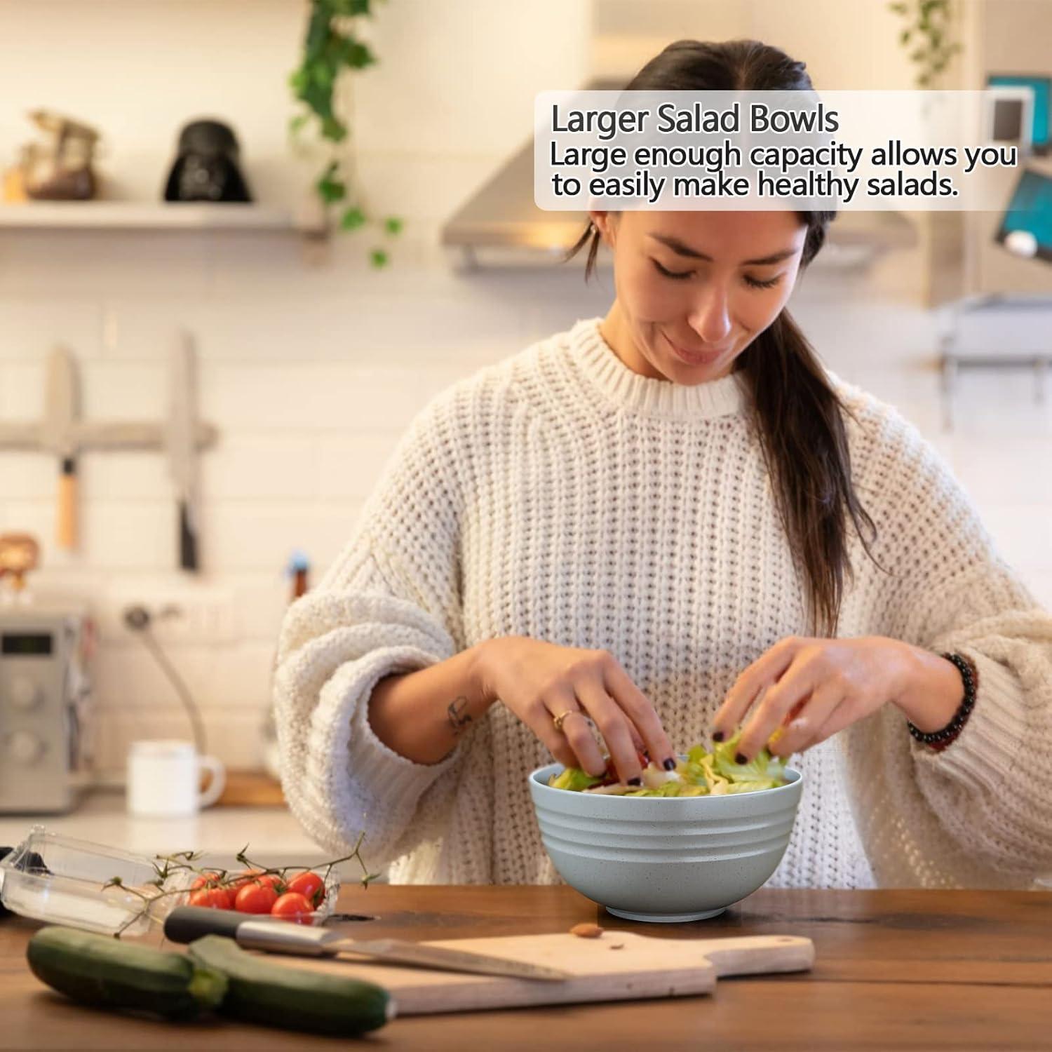 Unbreakable Soup Bowls Set of 6 - Microwave & Dishwasher Safe - BPA-Free Wheat Straw Fiber Bowls - Lightweight & Eco-Friendly - 34 Ounces Big Bowls