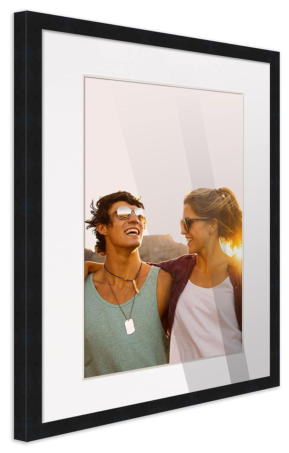 13x18 Frame Black With White Picture Mat For 13x18 Photo - Black 15x20 Frame To Display Print or