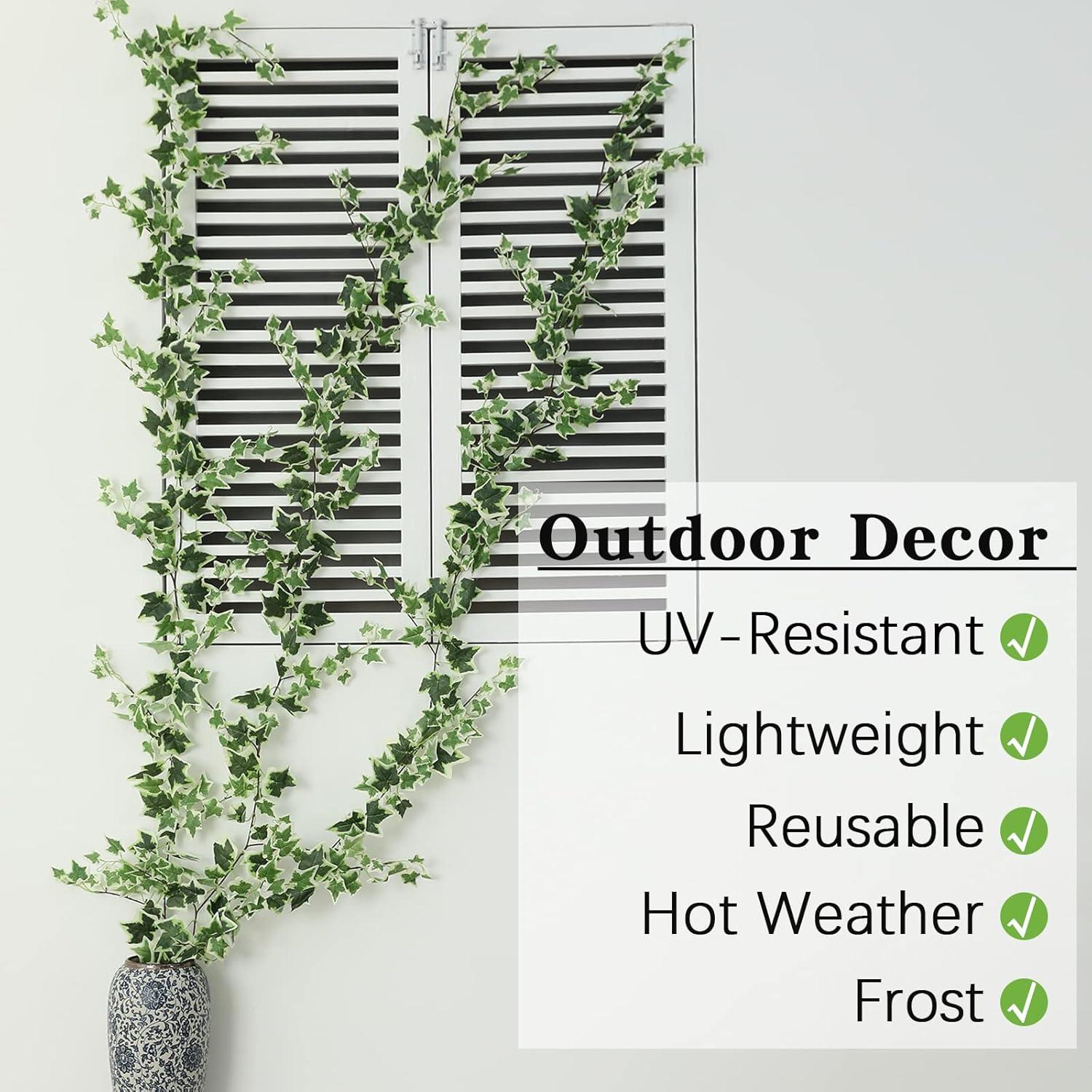 3 Strands Odorless Artificial Ivy Vines Kit, 71" Silk Ivy Garland with Green Leaves, Fake Hanging Plants Greenery Decoration for Bedroom, Windows, Walls, Wedding, Outdoor Decor (Green)