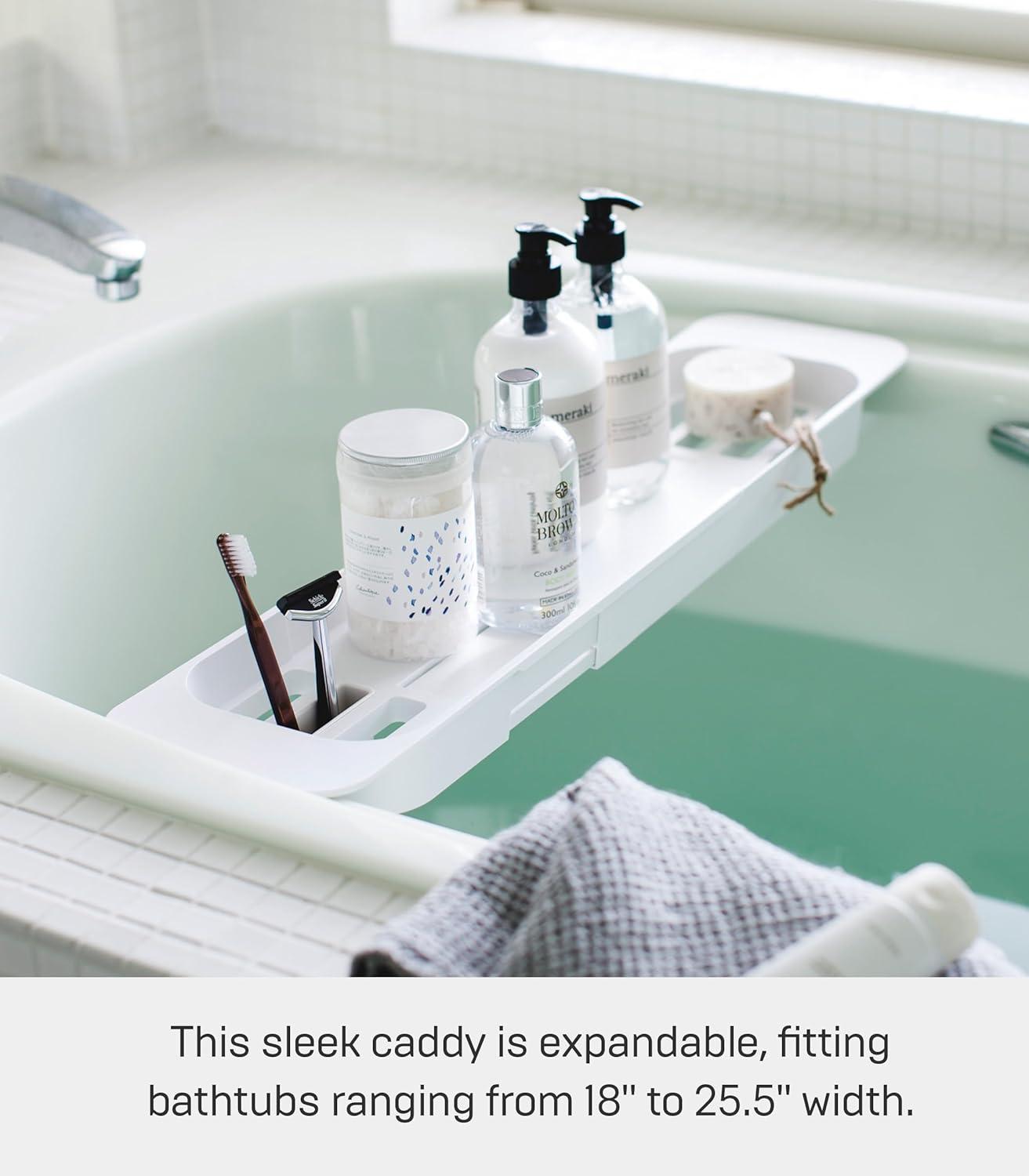 Yamazaki Home Tower Yamazaki Home Expandable Bathtub Caddy - Bathroom Tray Table Holder, 1.77" Height
