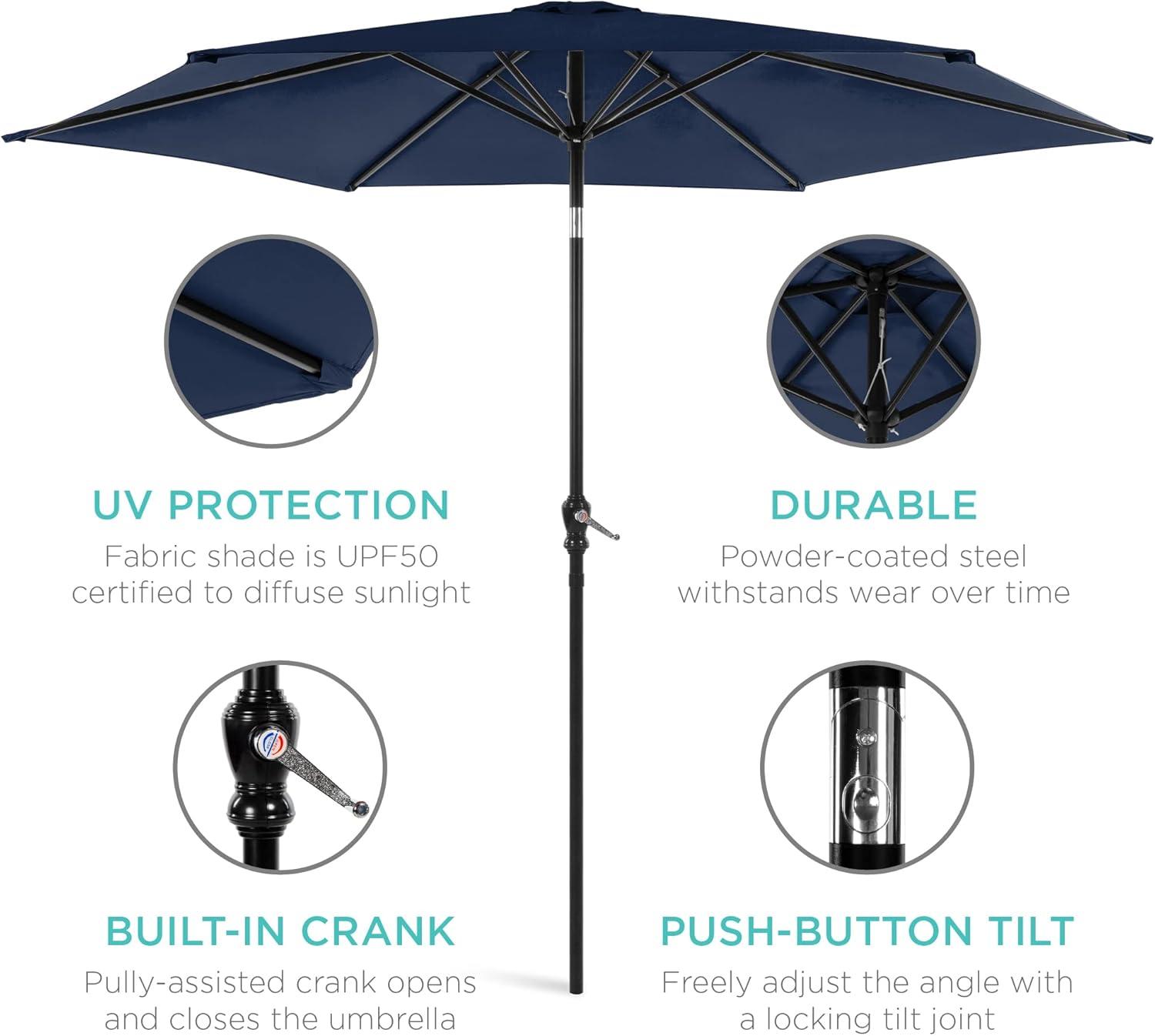 Best Choice Products 10ft Outdoor Steel Market Patio Umbrella w/ Crank, Tilt Push Button, 6 Ribs