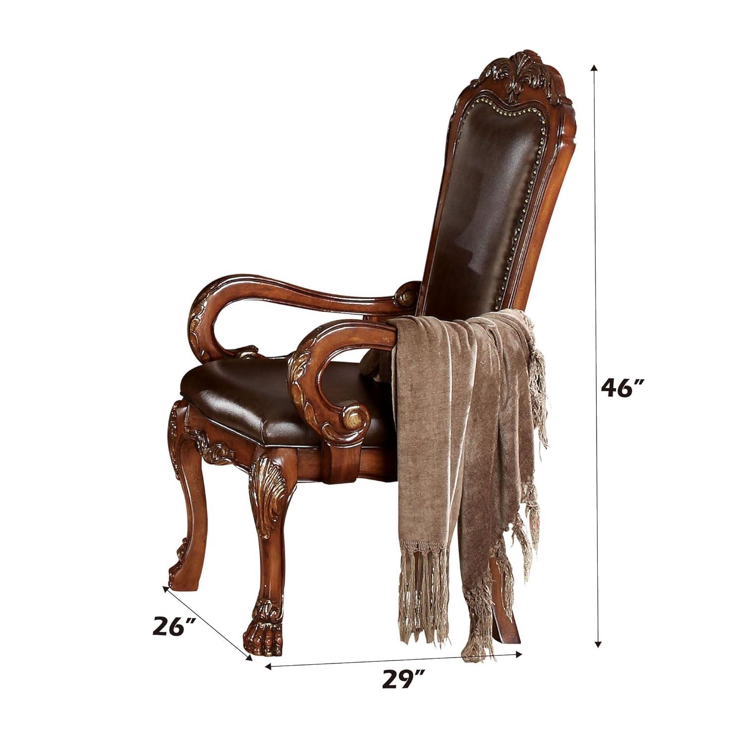 Acme Furniture Dresden Dining Chairs Brown Synthetic Leather/Cherry Oak Finish