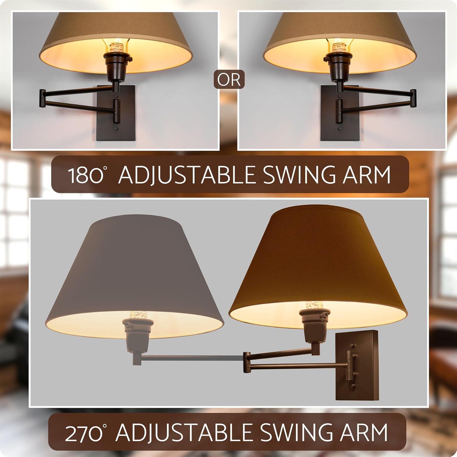 Cambridge Adjustable Swing Arm Wall Lamp with Opaque Paper Shade, Black