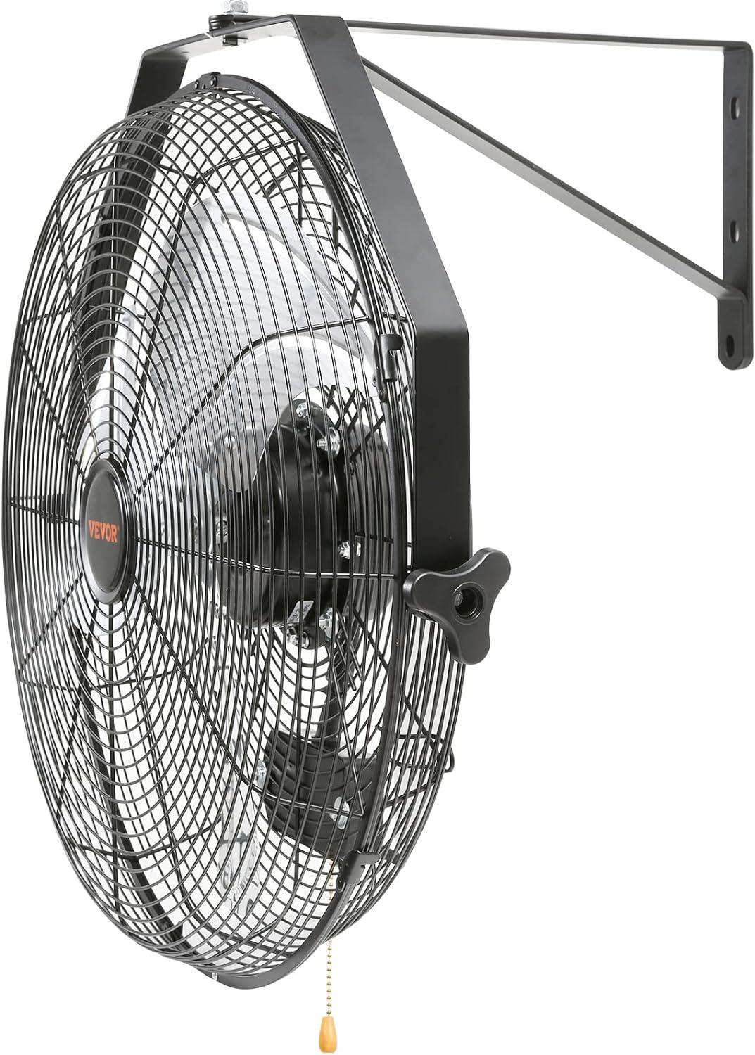 VEVOR 18'' Black Industrial Wall Mount Fan with Aluminum Blades