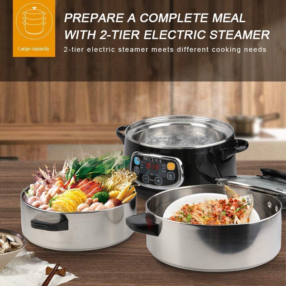 Secura 8.5 Quart Stainless Steel Digital Food Steamer with Timer
