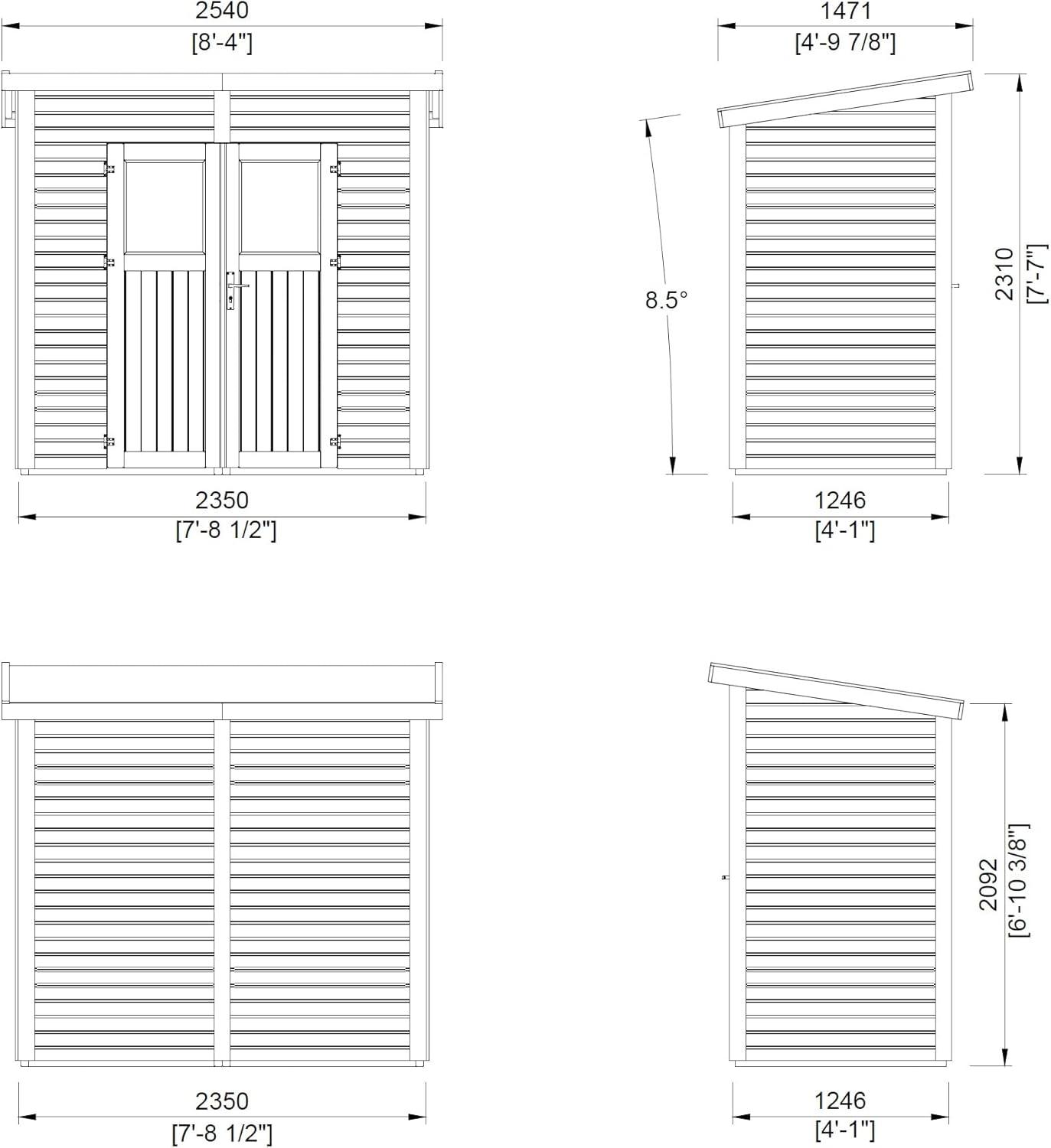 Medium Brown Nordic Spruce Lean-To Shed Kit with Windows