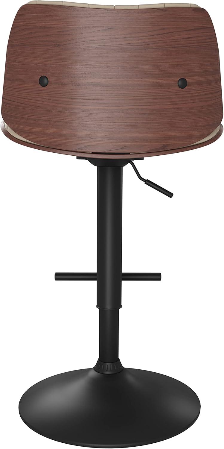 Simpli Home Goulding Adjustable Swivel Upholstered Mid-Century Modern Bar Stool with Hydraulic Lift and Footrest