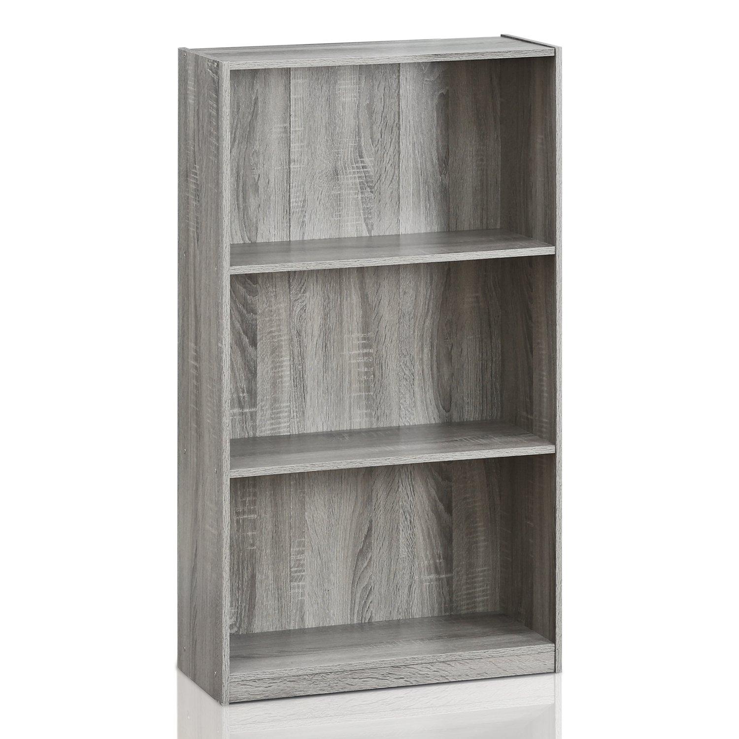 Furinno 3 Tier Storage Bookcase Open Shelf Display Cabinet,French Oak