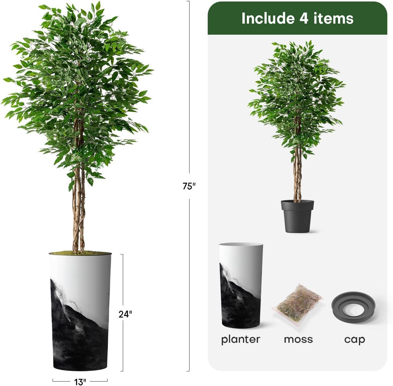 SIGNLEADER Artificial Plant In Planter, Fake Areca Tropical Palm Plant Home Decoration (Plant Pot Plus Plant)