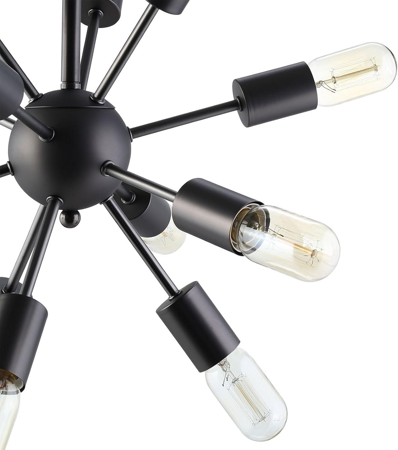 Black Mid-Century Modern Starburst Chandelier with 12 Lights