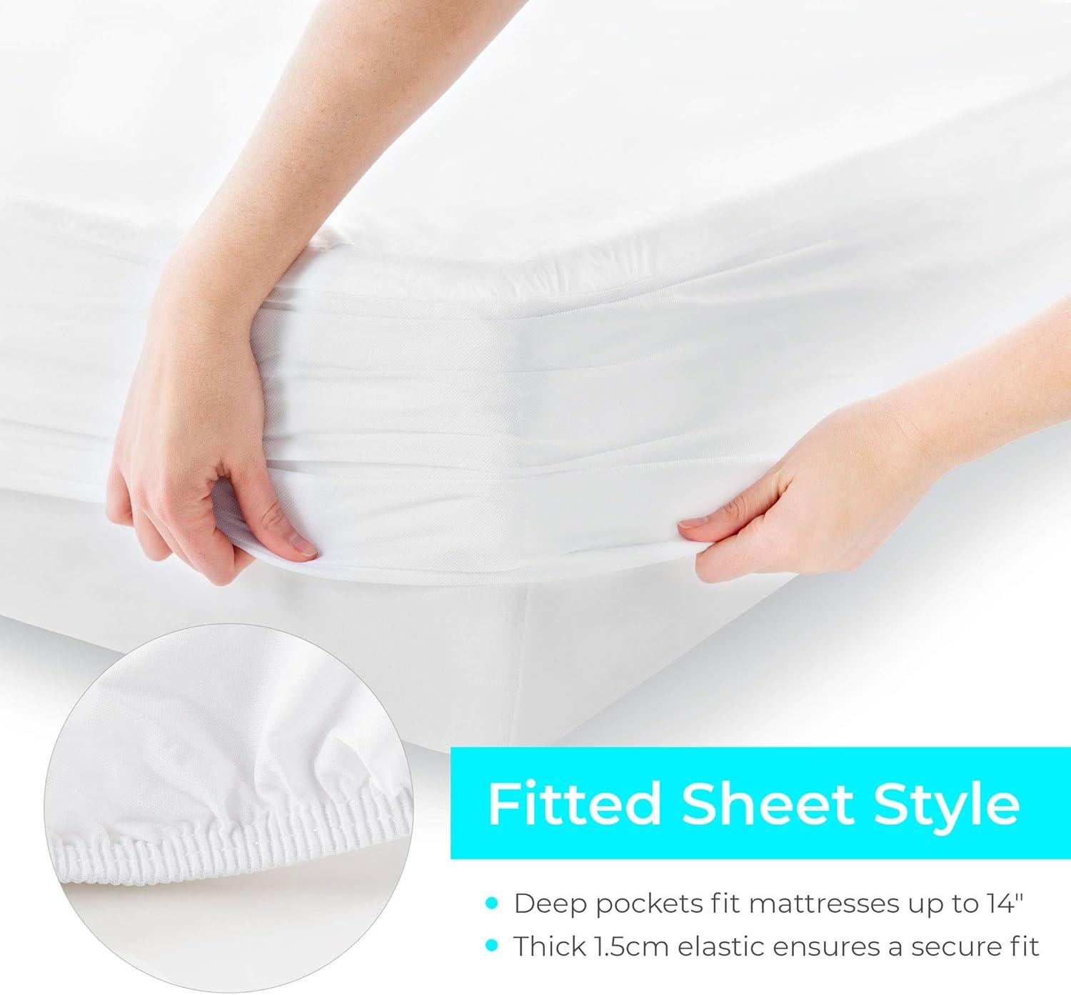 Full Size White Waterproof Polyester Mattress Protector