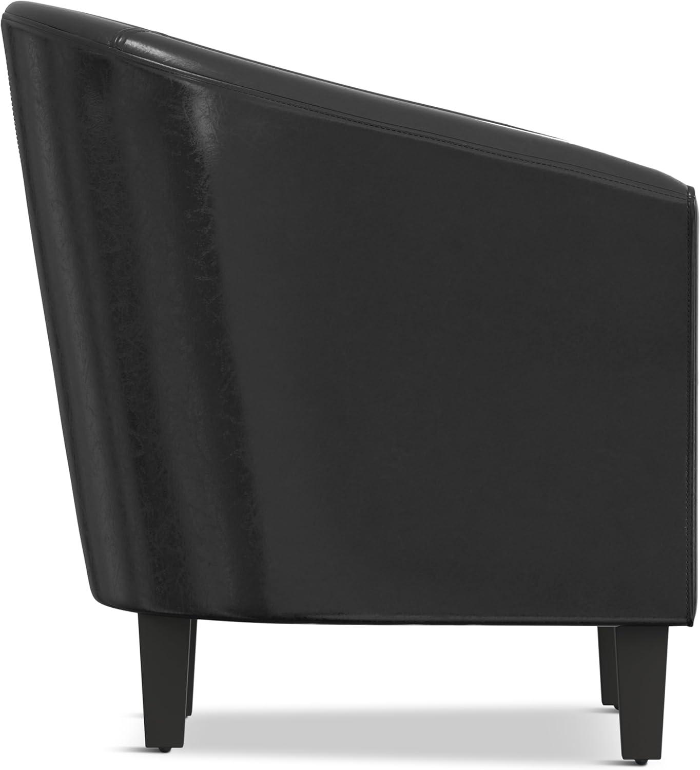 Simpli Home Austin 30"W Upholstered Vegan Faux Leather Contemporary Tub Accent Chair with High Arms and Deep Seat