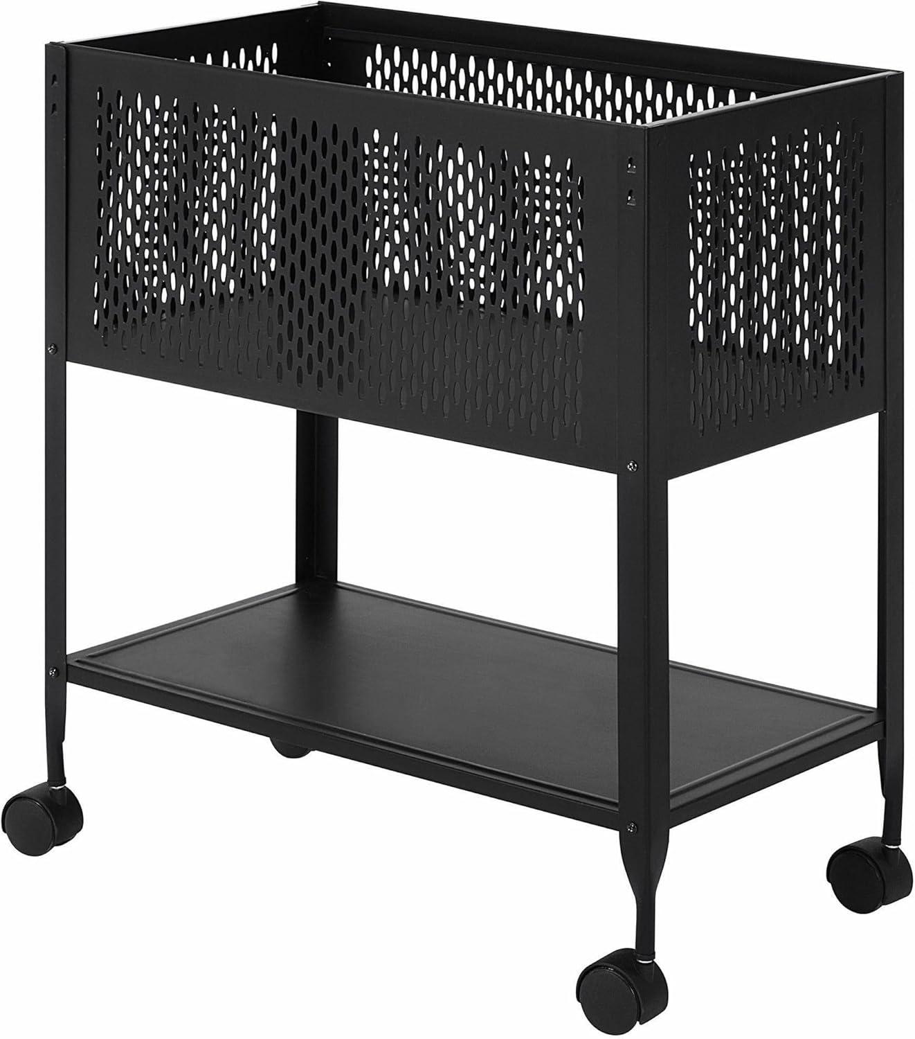 Lorell Mesh Rolling File Cart, 13-1/4 by 24 by 27-1/2-Inch, Black