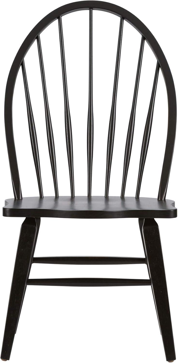 Black Wood Windsor Slat Back Side Chair