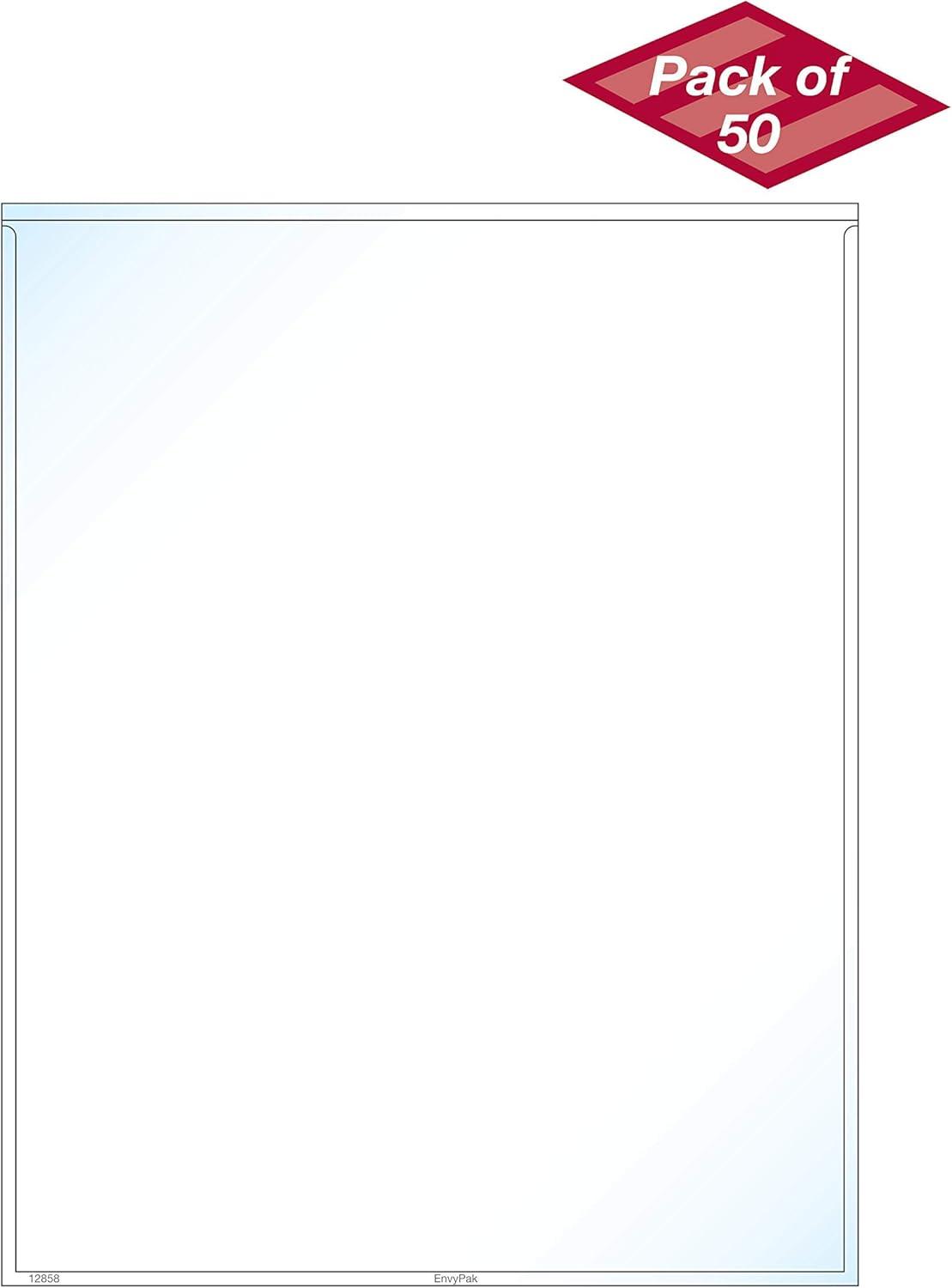 EnvyPak Bolsillos Superiores para Carpetas de Carga de 8,5 x 11 Pulgadas, Transparentes, 50 Unidades